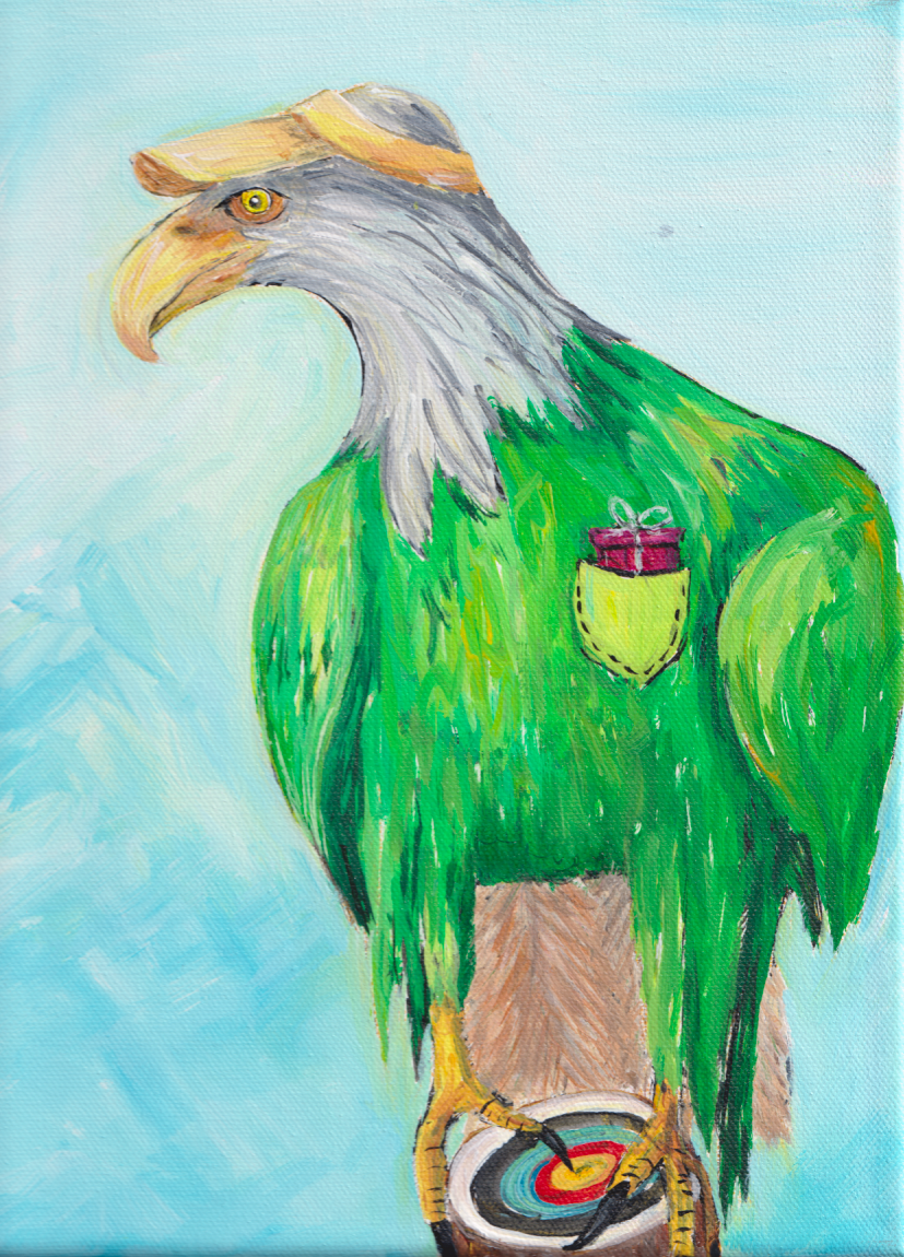 "Bullseye", Eagle, 18 x 24 cm, acrylic on canvas