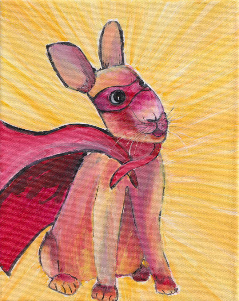 "What's Your Superpower?", Rabbit, 20 x 25 cm, acrylic on canvas