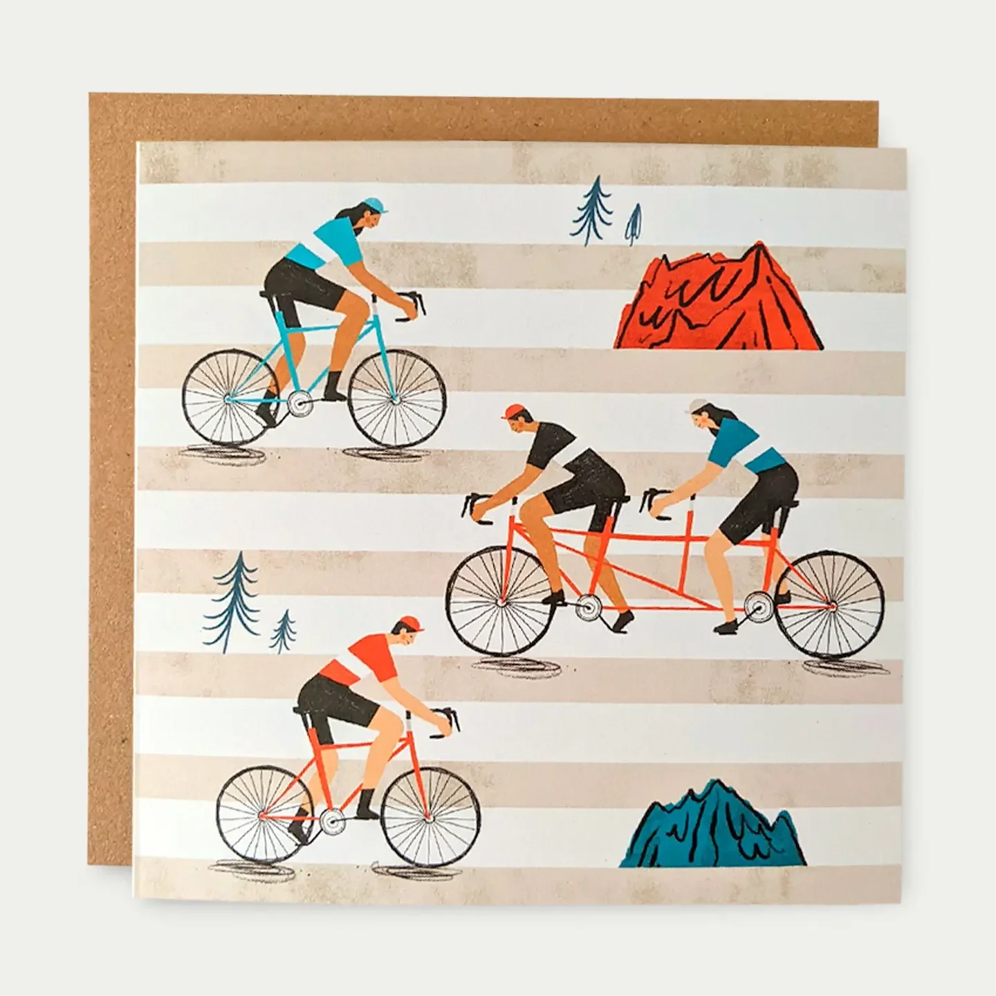 Cyclists Stripe Greetings Card