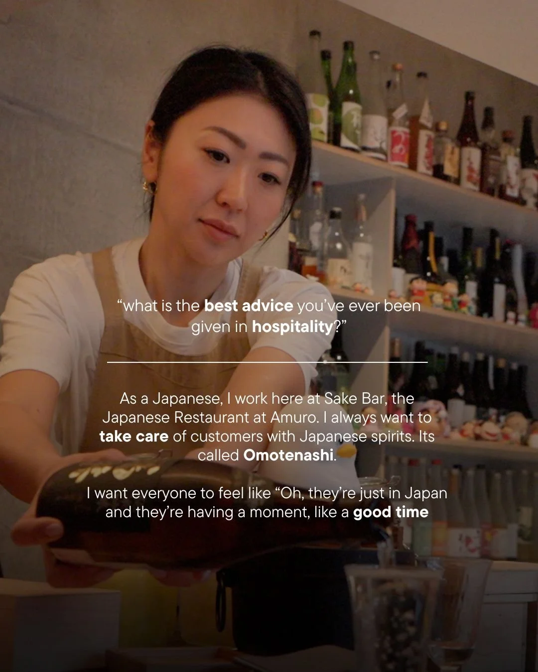 At Amuro&rsquo;s Sake Bar, hospitality starts with 𝒐𝒎𝒐𝒕𝒆𝒏𝒂𝒔𝒉𝒊, the quiet Japanese instinct to look after people before they even ask.

The hope is simple: that every guest feels like they&rsquo;ve stepped into Japan for a moment, and they&r