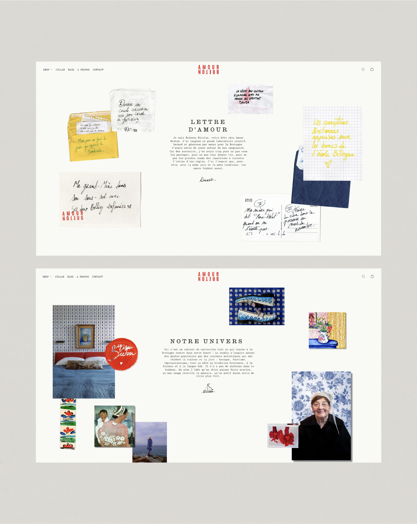Amour Breton website headers