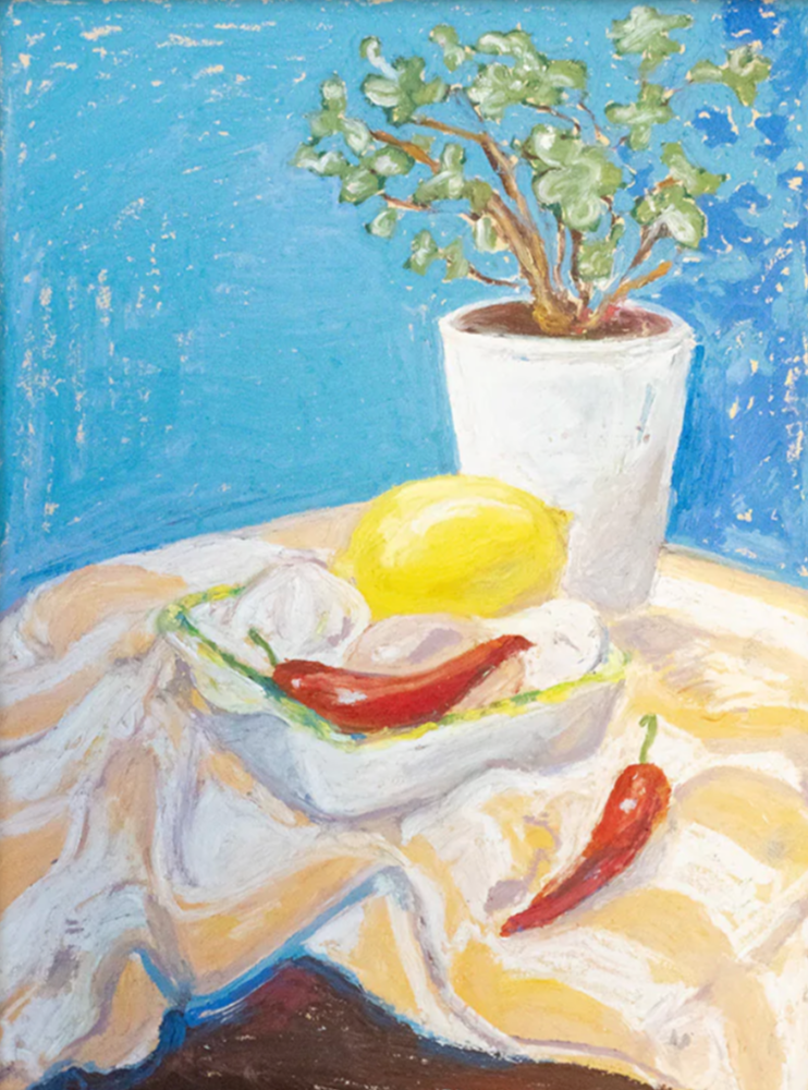 'Chili'
Oil pastel on mdf, Ca. A4
2025
Available as signed print from www.toomanyprints.com