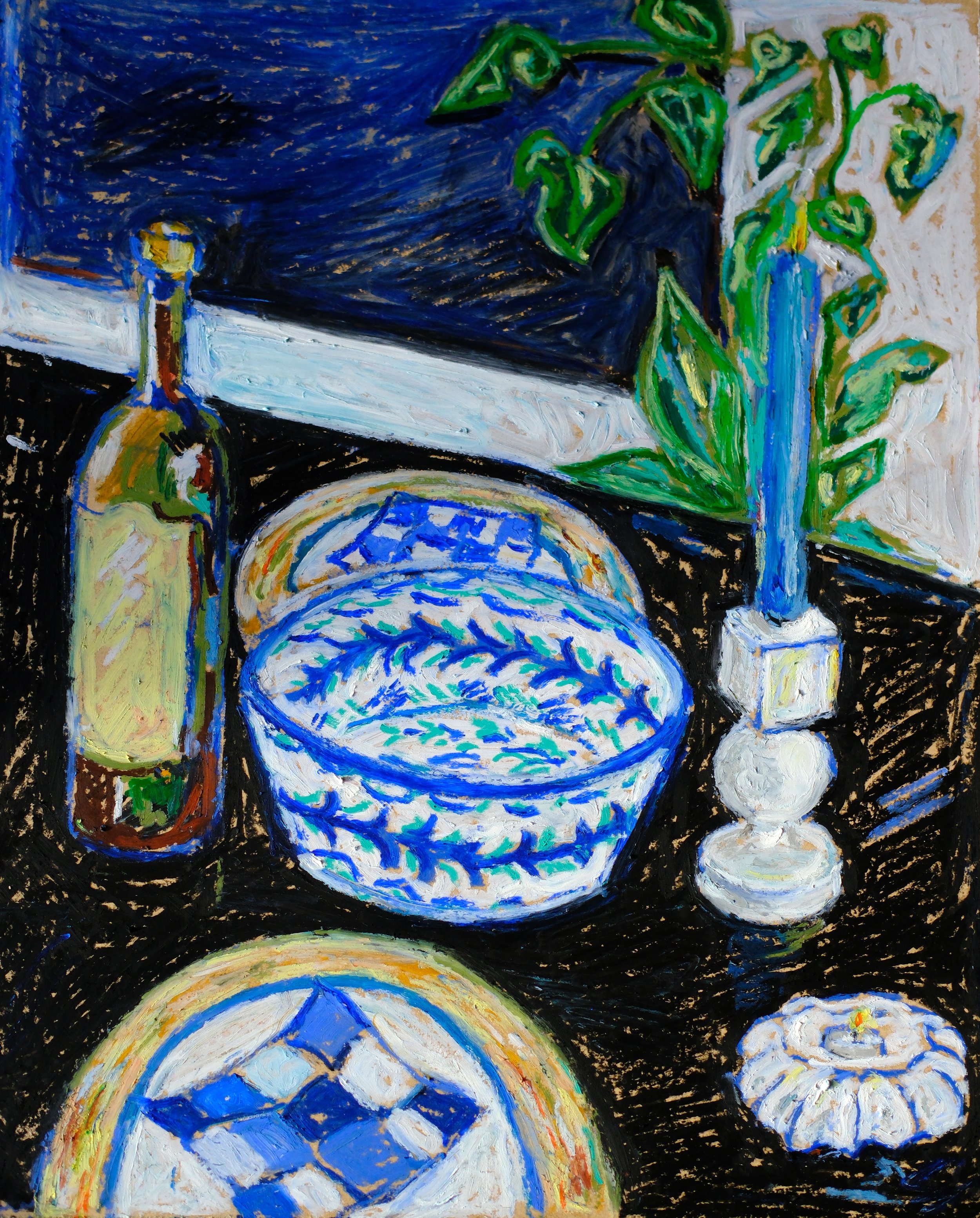 'Spansk keramikk' / 'Spanish ceramics'
Oil pastel on mdf
ca. A4
2025
(Also available as signed print from www.toomanyprints.com)