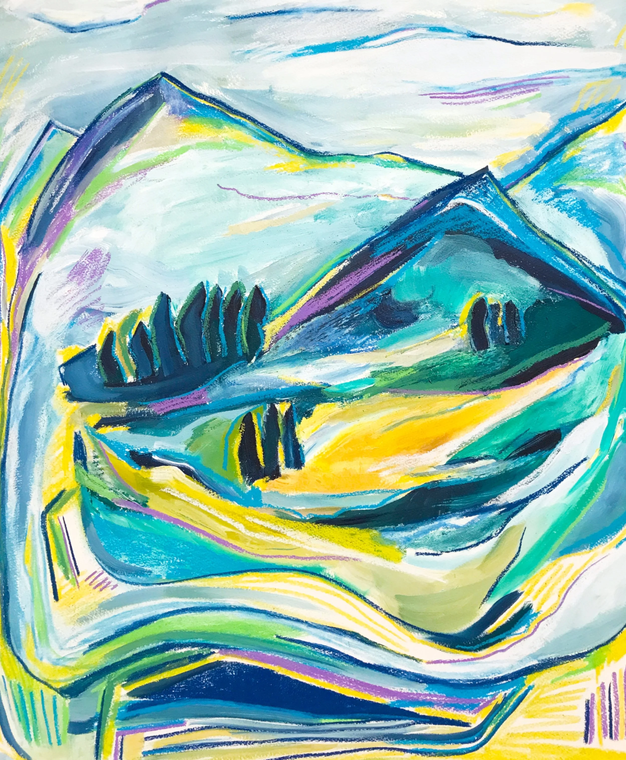 'Andalucìa'
Acrylics and pastels on canvas, 80x60cm
2024
(sold, but available as signed print from www.toomanyprints.com)
