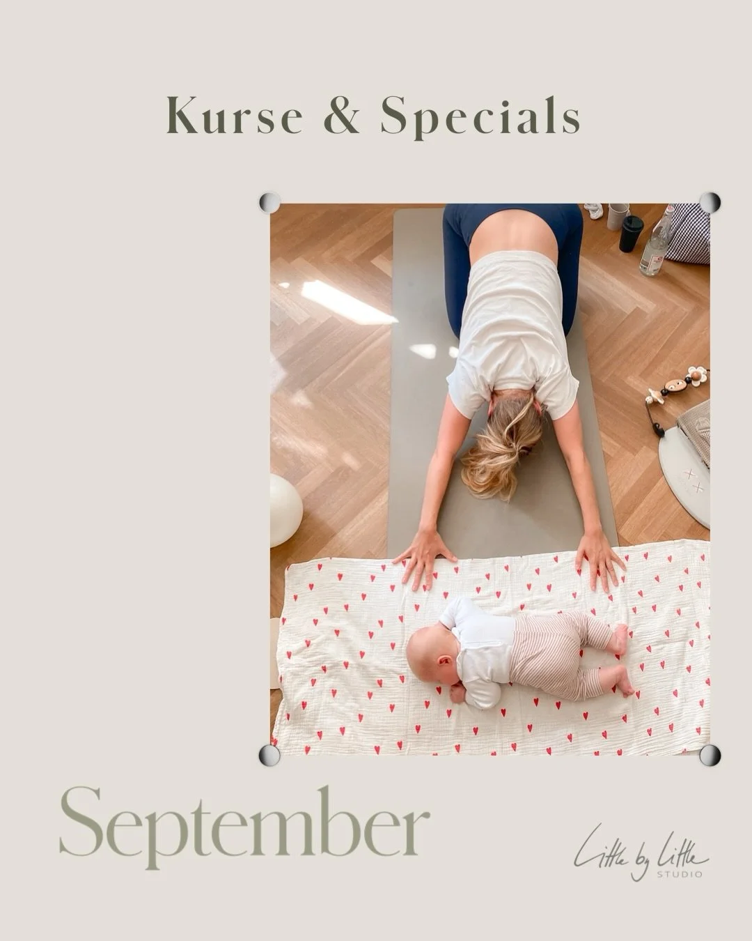 Gerade noch Sommer - aber ganz bald September 🍂

Und w&auml;hrend drau&szlig;en noch Hochsommer ist, planen wir schon die ersten Neustarts nach den Ferien.

Im September wartet wieder ganz sch&ouml;n viel auf euch: neue Kurse, offene Stunden, Worksh