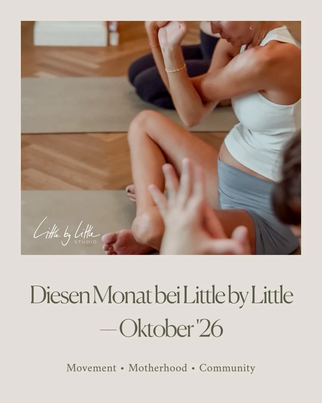 Oktober ist f&uuml;r Bewegung, Austausch &amp; finding your people.

14 Slides voller Angebote zu Movement, Motherhood &amp; Community. 

Von Schwangerschaft &uuml;ber die erste Zeit mit Baby bis zu kleinen Auszeiten nur f&uuml;r dich.

Dein Oktober 