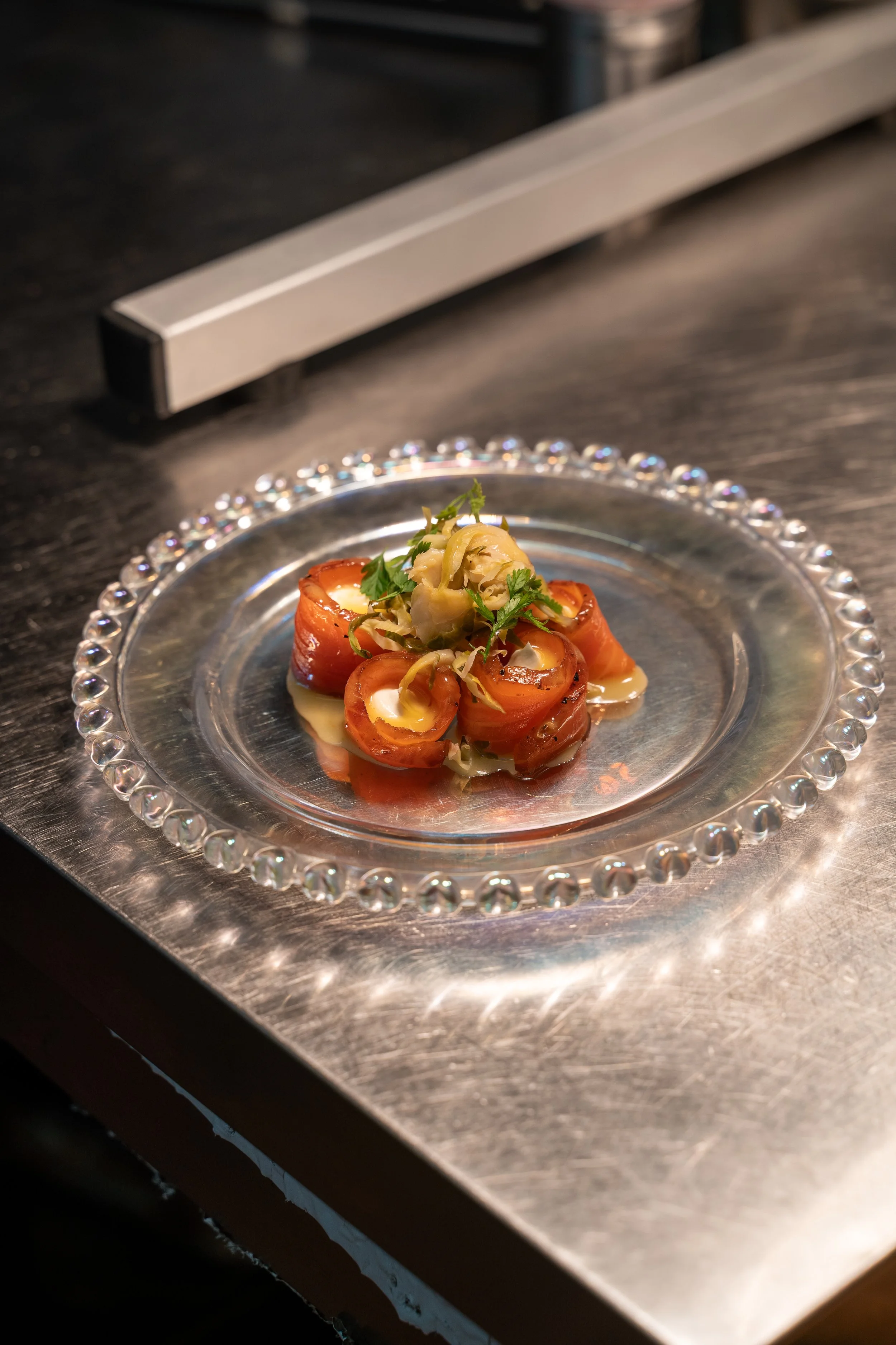 Cured trout / Smoked creme fraiche / Fermented cabbage 