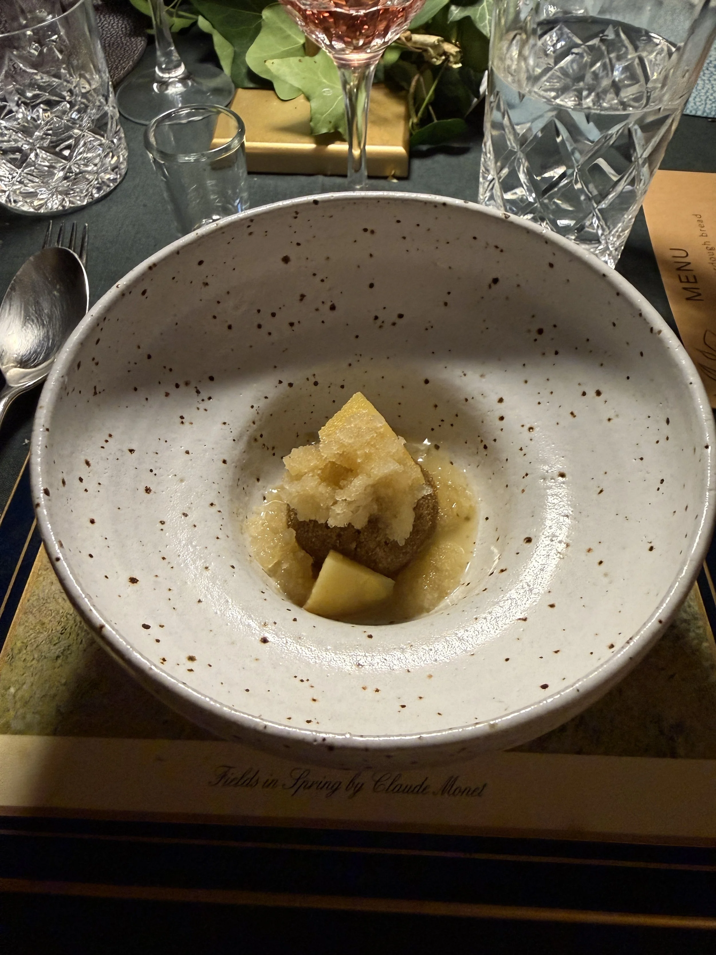 Financier / Apple and wasabi / Quince 