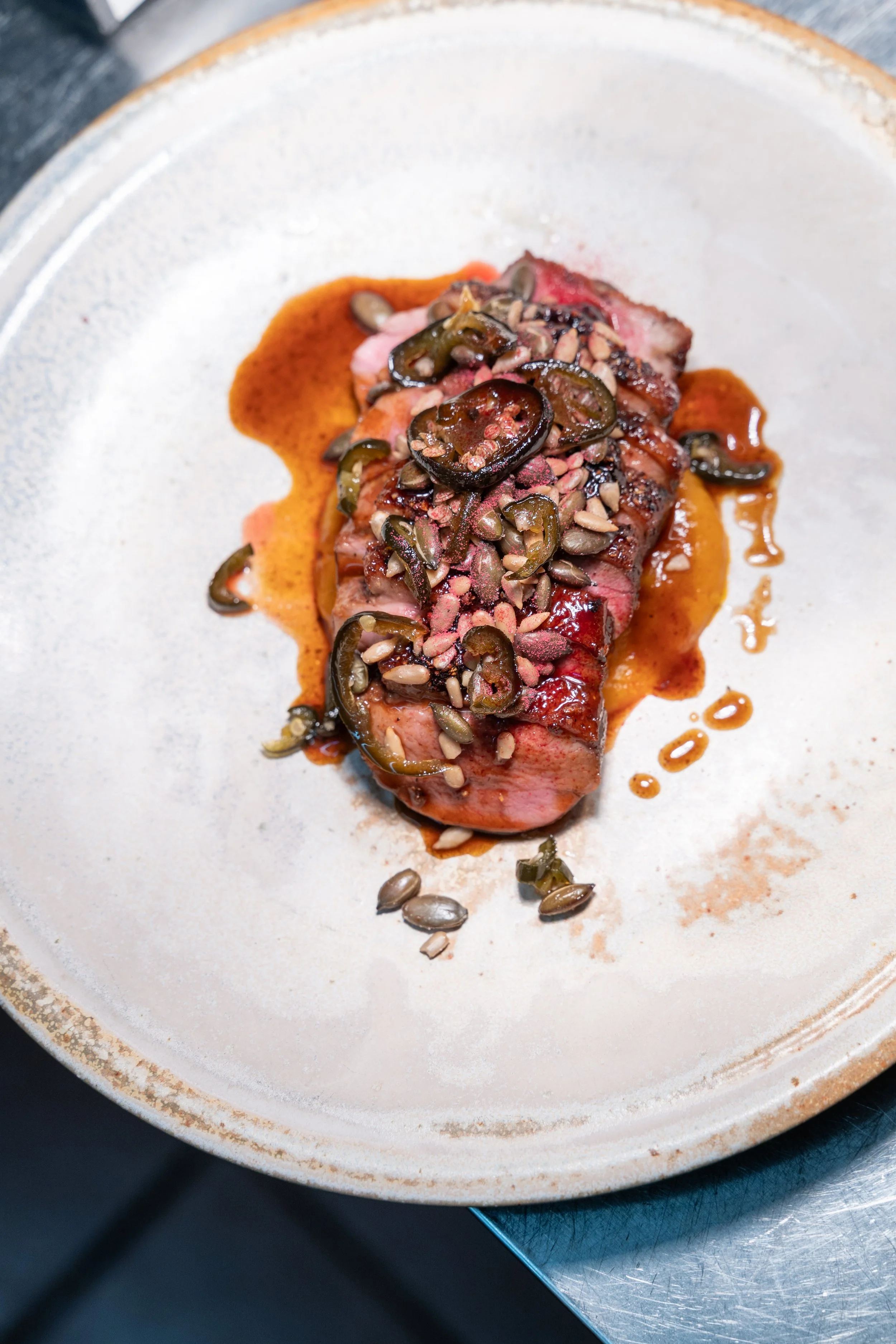 Duck breast / Pumpkin / Jalapenos