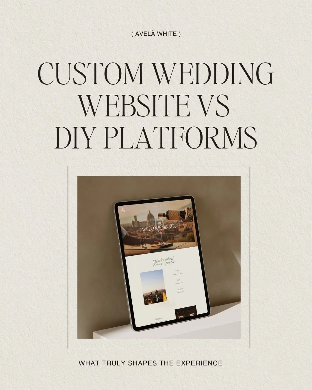 Custom Wedding Website vs DIY Platforms ✨

In a world where everything is fast, accessible, and templated, what feels personal stands out more than ever.

Wedding websites are often treated as a practical step &mdash; something to set up quickly and 