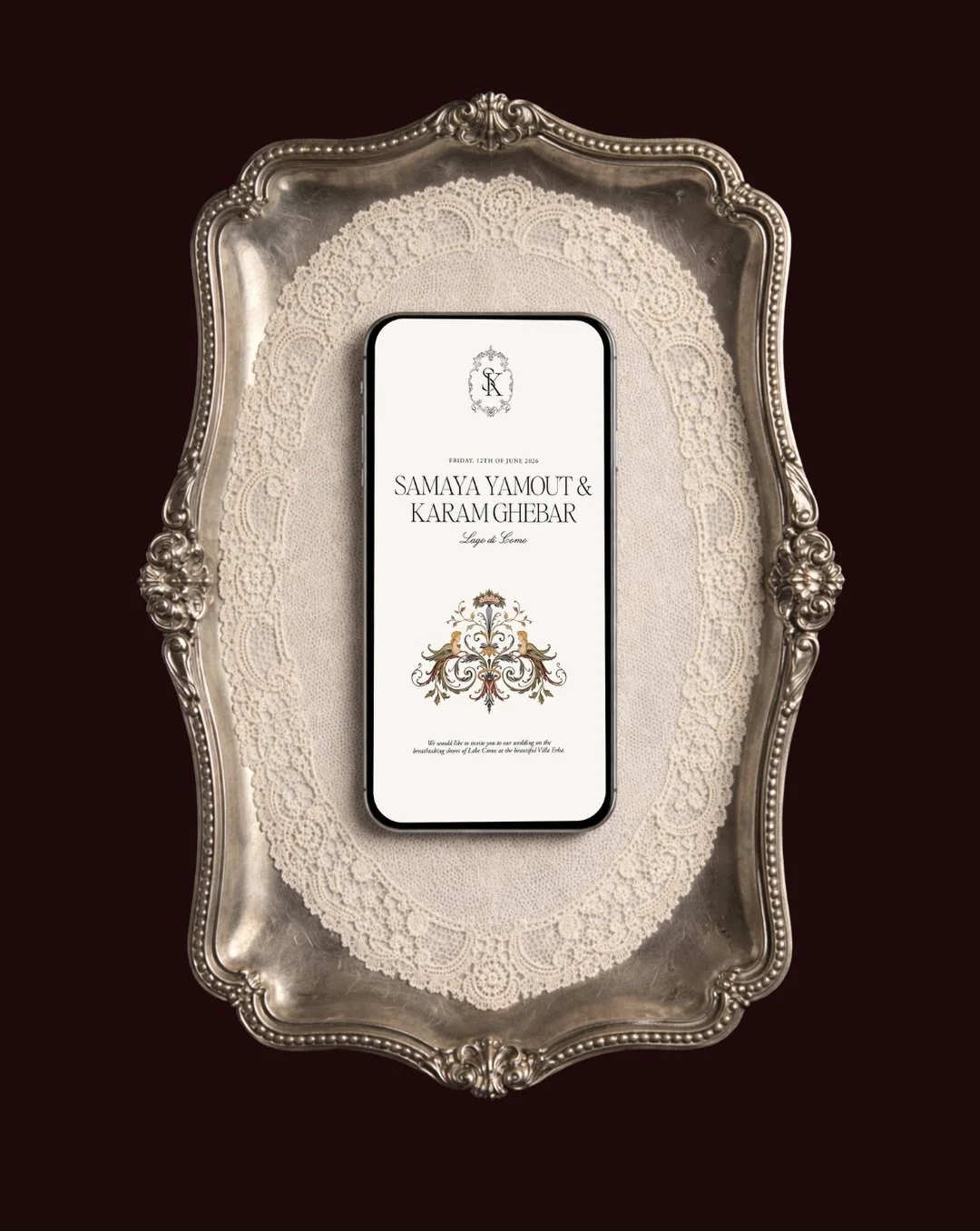 Villa Erba, Lago di Como. A celebration that deserved a design language as considered as the venue itself.

Samaya &amp; Karam came with a vision precise enough to feel inevitable &mdash; grand and elegant, but with personality. Classic, but fun. The