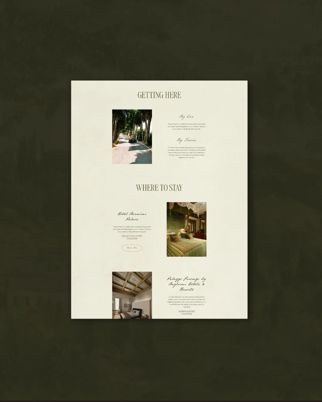 Semi-custom wedding website Italy