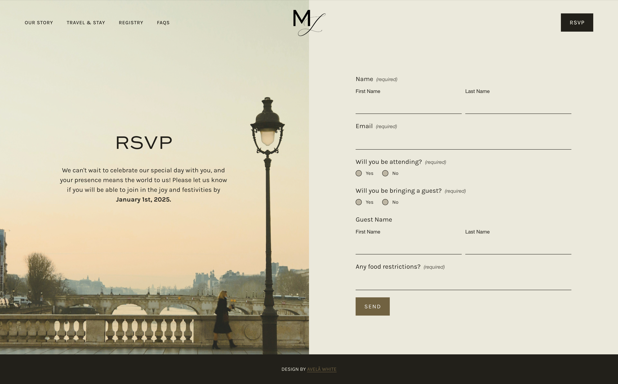 wedding RSVP website | Avelã White