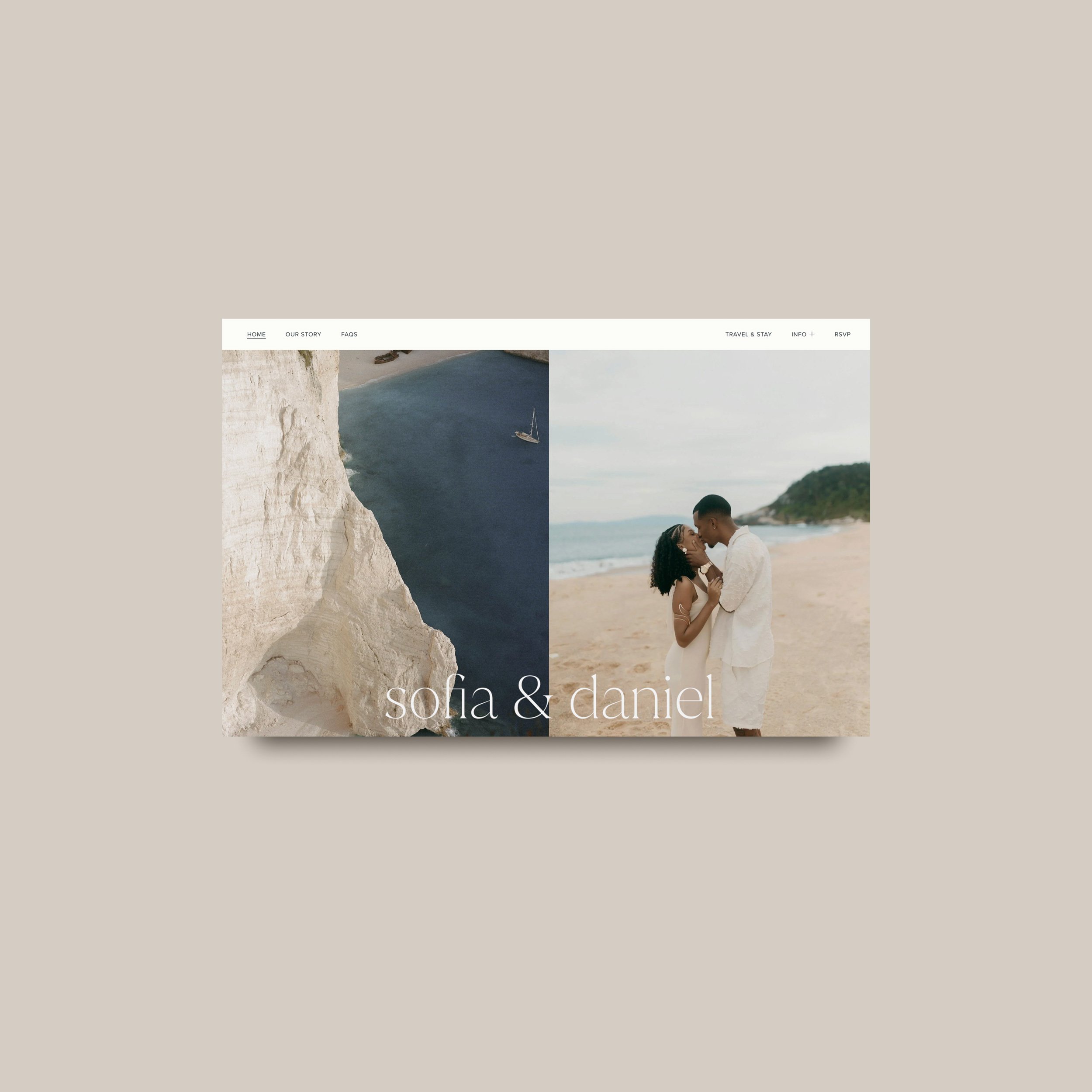 Light and airy wedding website design for destination weddings