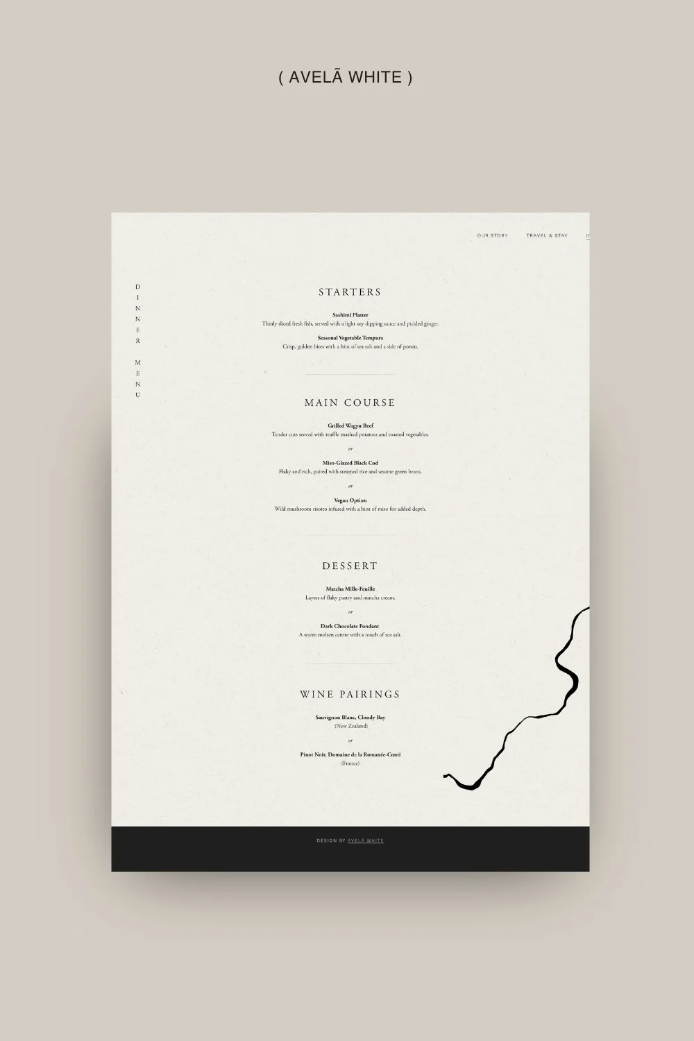 Wedding Website Ideas – Menu Page | Avelã White