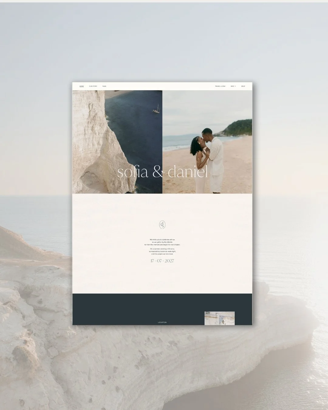 Coastal wedding website design