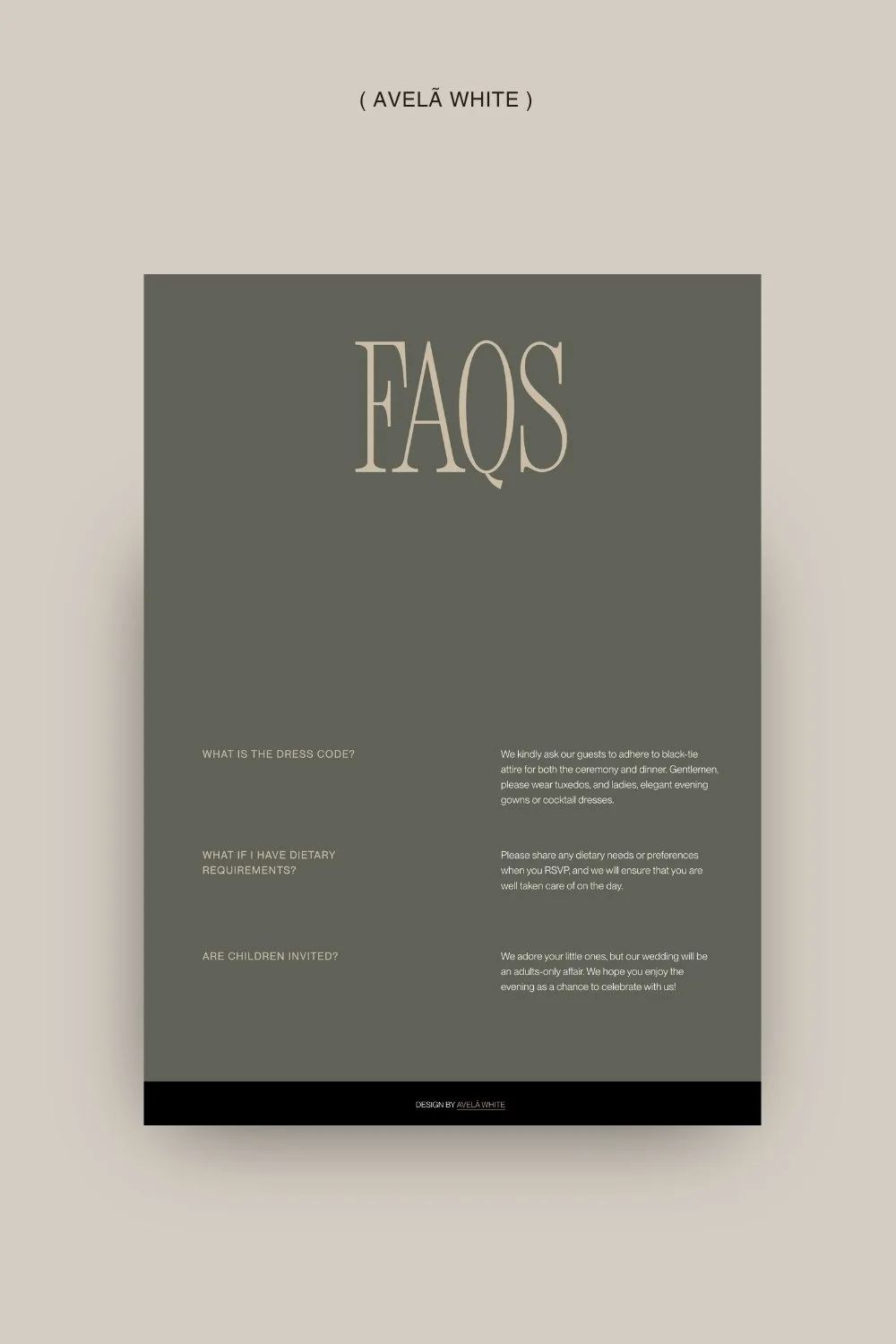 How Many Pages Wedding Website – FAQs Page | Avelã White