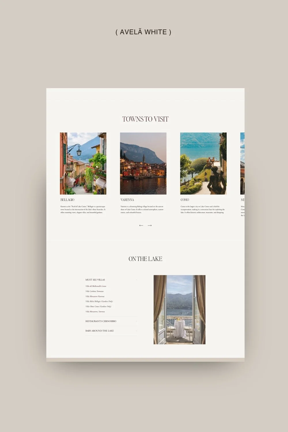 Destination Wedding Website Pages – Local Guide Page | Avelã White