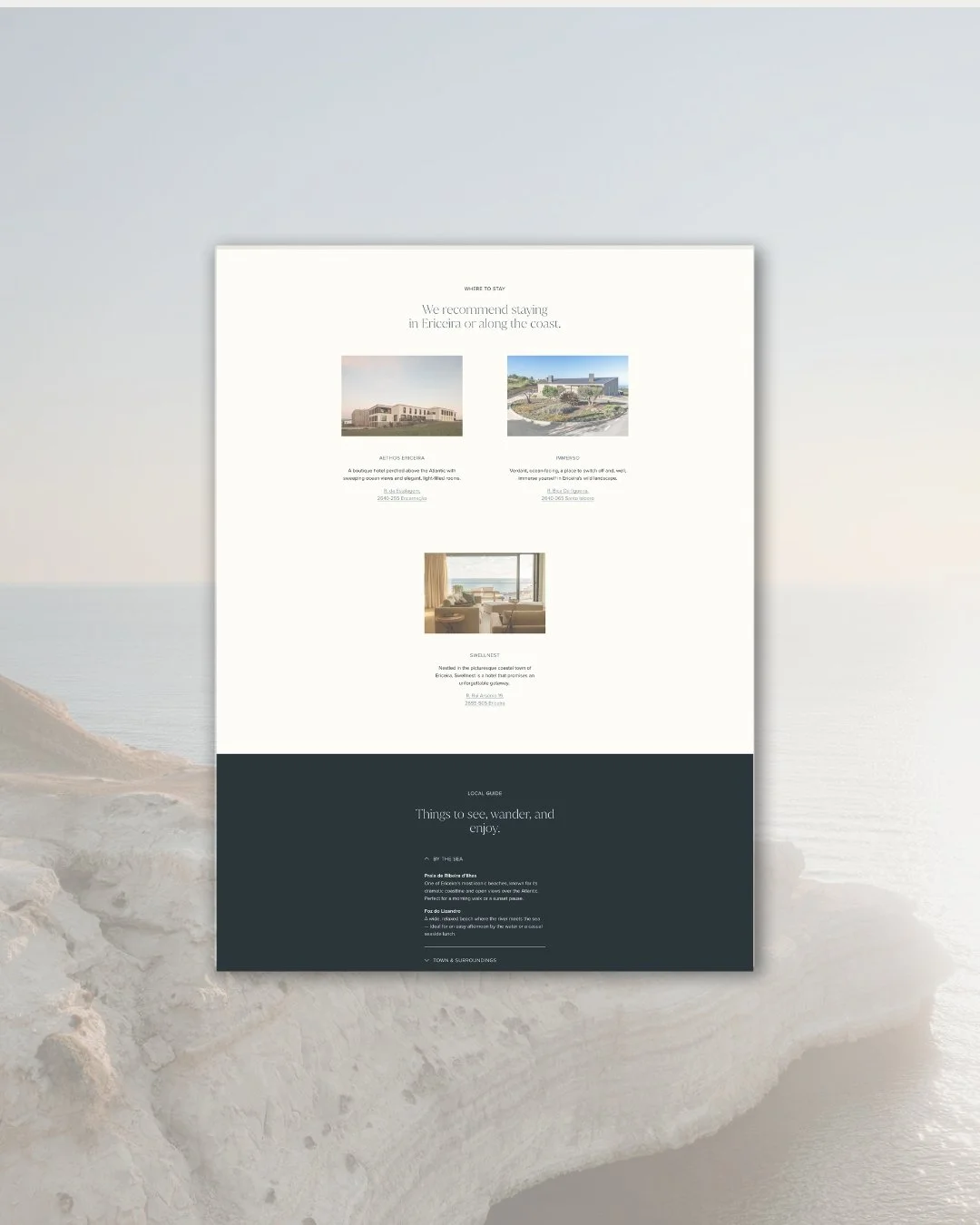 Modern coastal wedding website design