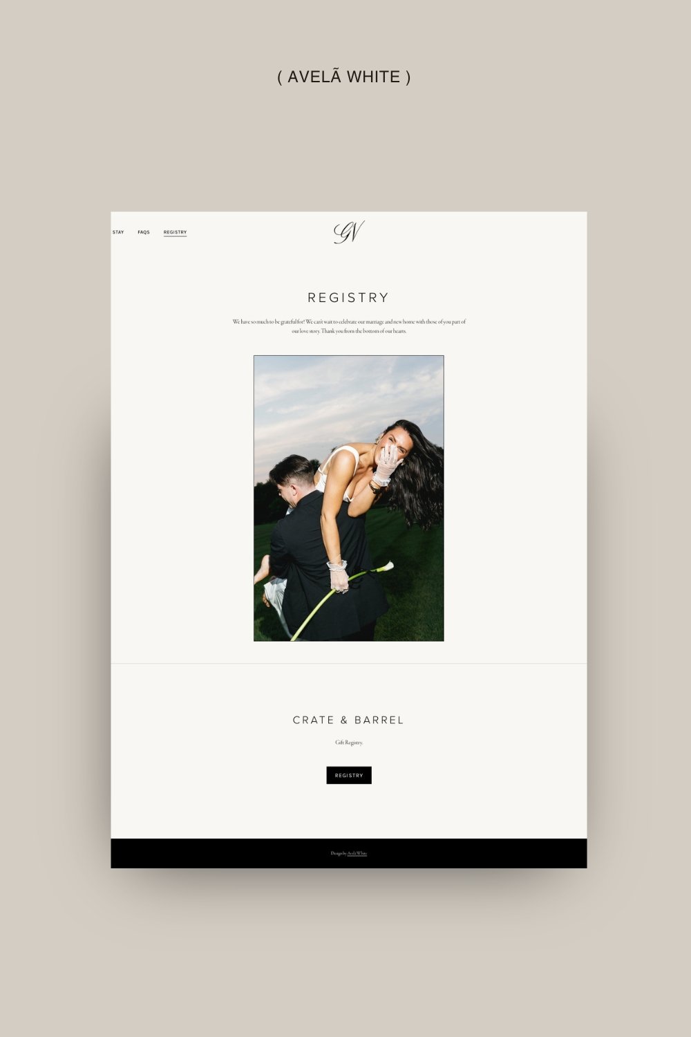 Wedding Website Pages – Registry Page | Avelã White