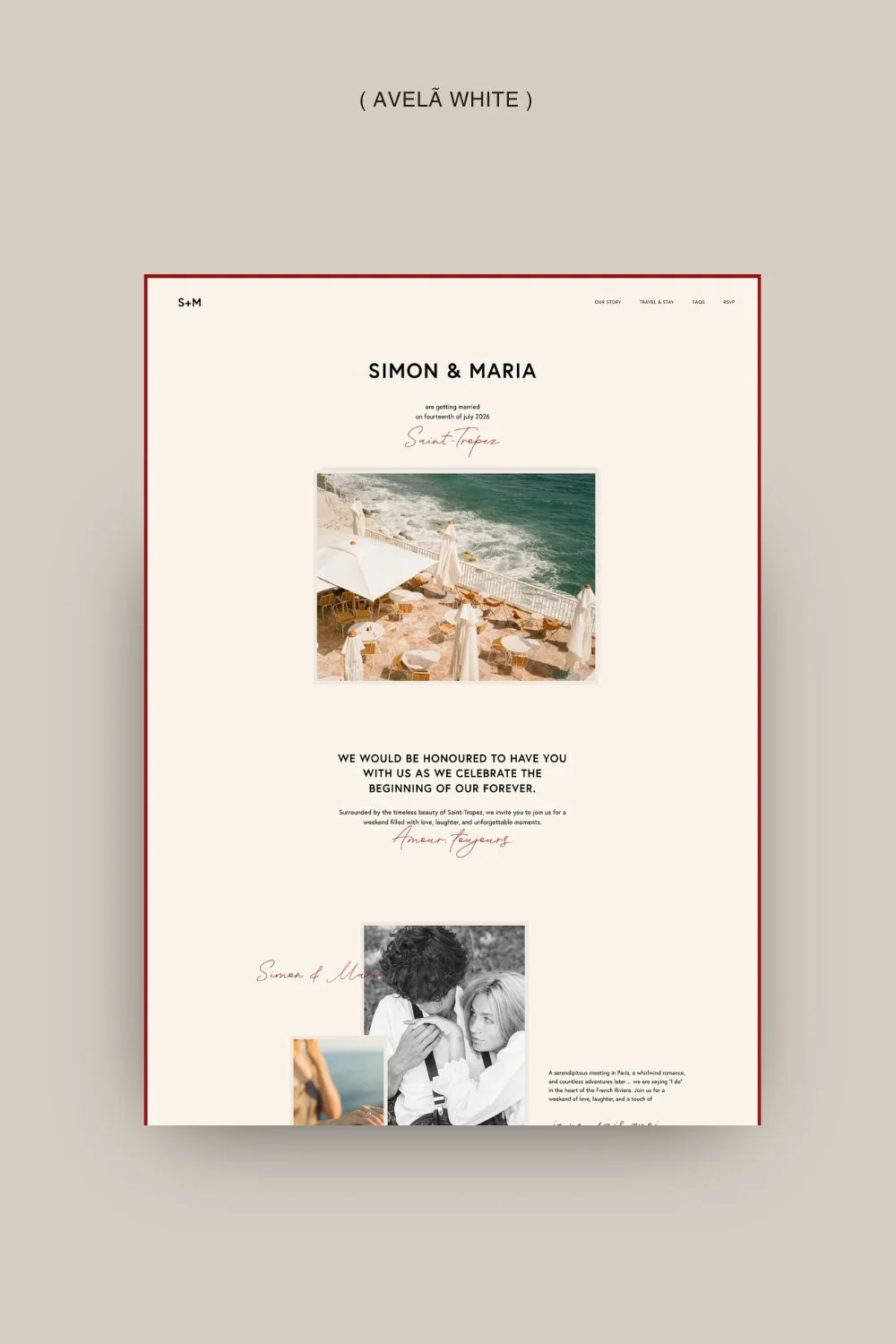 semi-custom wedding website | Avelã White