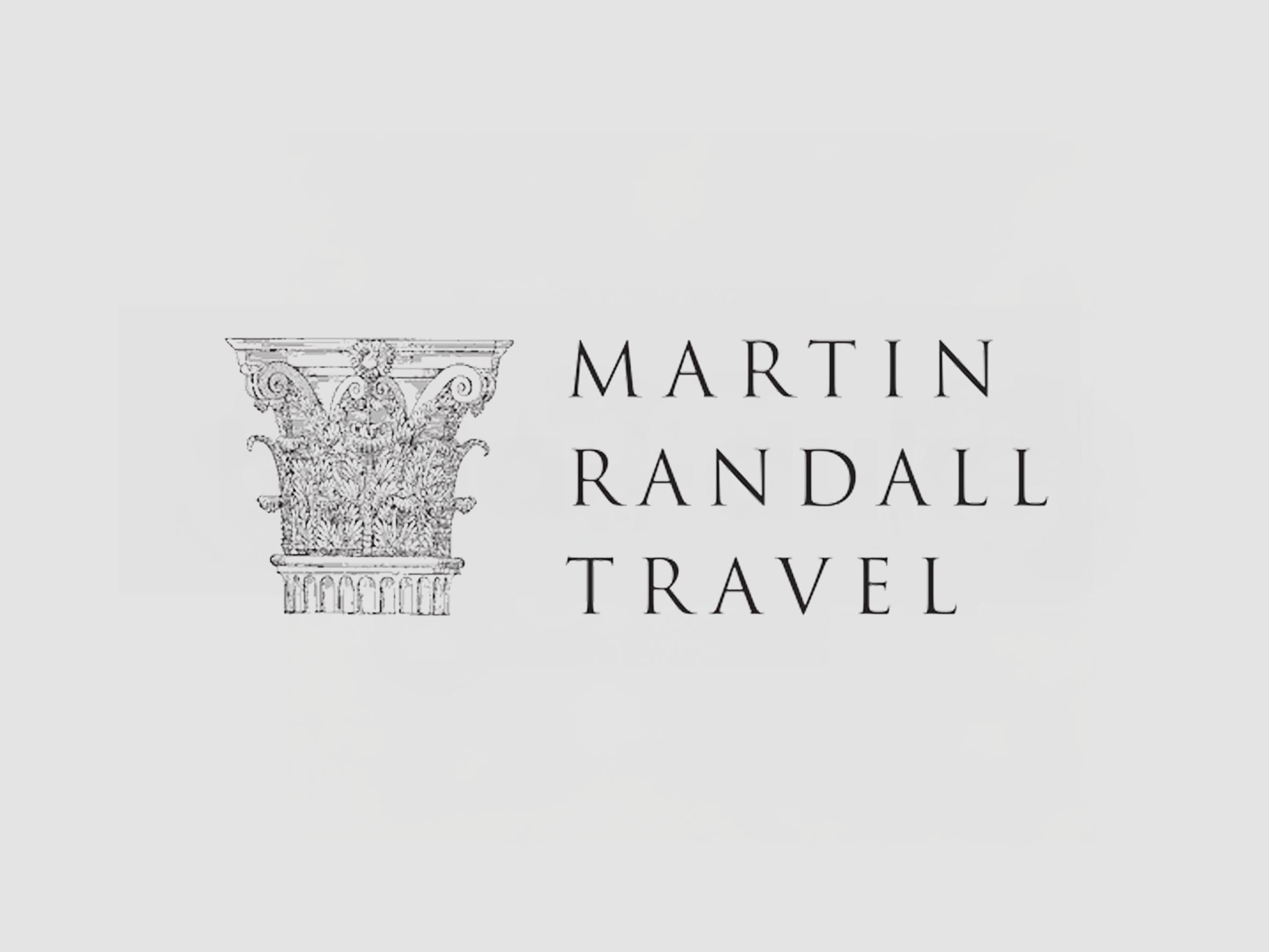 Logo for Martin Randall Travel featuring a detailed line drawing of an ancient Corinthian column capital, with the company name next to it.
