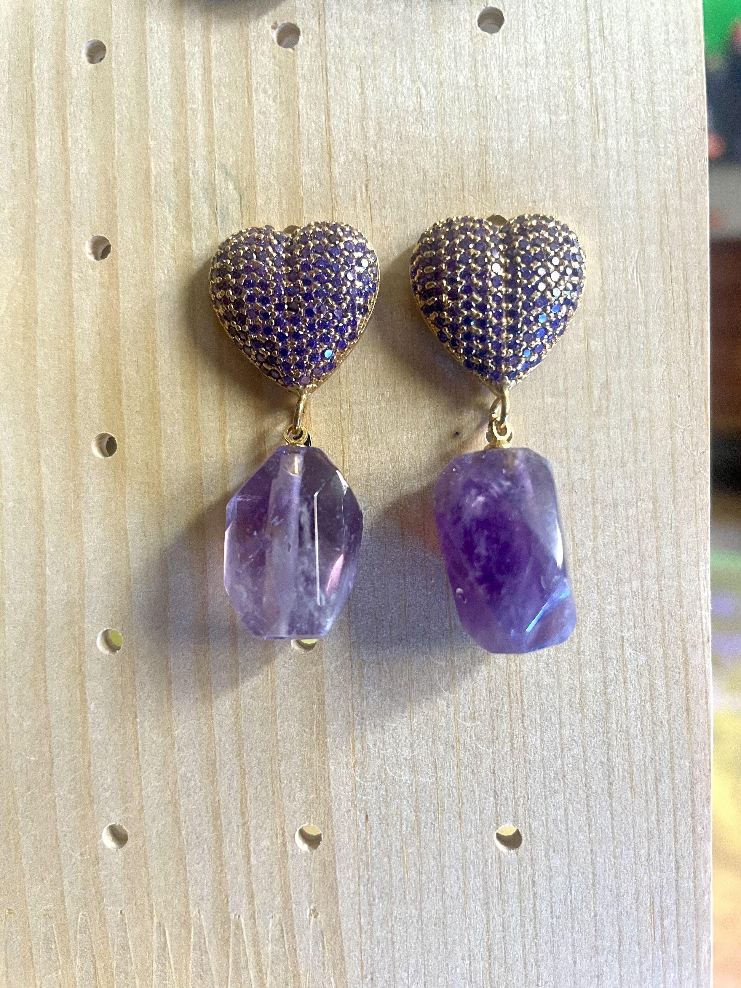 Herz Ohrringe mit Strass und Edelsteinen