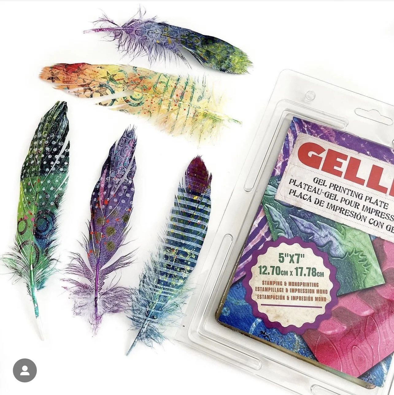 Gel Printing on Feathers