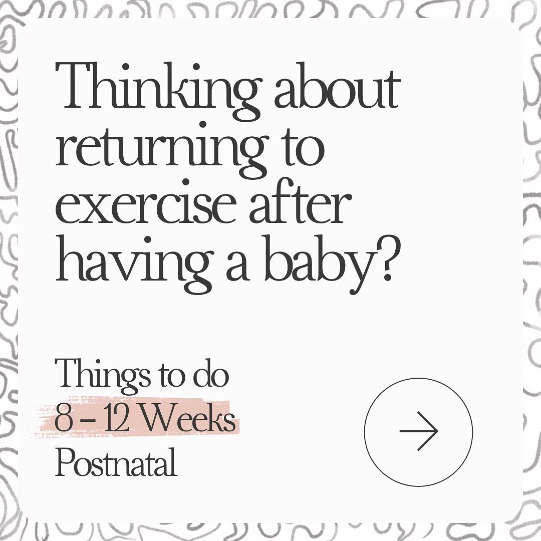 𝟴 - 𝟭𝟮 𝗪𝗲𝗲𝗸𝘀 𝗣𝗼𝘀𝘁𝗻𝗮𝘁𝗮𝗹

Movement and exercise after pregnancy and childbirth can look different for everyone. If you&rsquo;ve followed the recommendations for 1-8 weeks postnatal, here are some tips for weeks 8-12. Remember, your pos