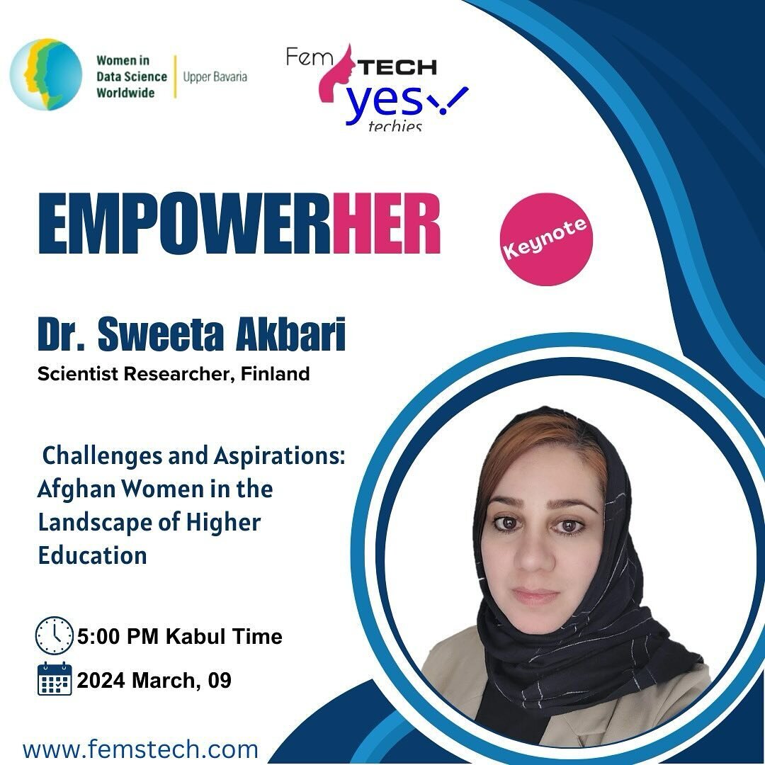 اعلان سخنران اصلی برای کنفرانس EmpowerHer! 🌟

🌟 با افتخار می&zwnj;خواهیم داکتر سویتا اکبری Sweeta Akbari را به عنوان سخنران اصلی در کنفرانس EmpowerHer معرفی کنیم.

 داکتر اکبری با دریافت مدرک لیسانس از پوهنتون جوزجان، افغانستان، مسیر تحصیلی خود را 