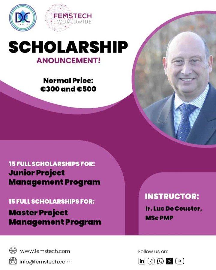 ۳۰ بورسیه تحصیلی در مدیریت پروژه! 
ما با افتخار ۱۵ بورسیه کامل برای سرتیفیکت کورس مدیریت پروژه سطح بالا (قیمت اصلی ۵۰۰ یورو) و ۱۵ بورسیه کامل دیگر برای کورس مدیریت پروژه سطح مقدماتی (قیمت معمولی ۳۰۰ یورو) را اعلام می&zwnj;کنیم.
همه می&zwnj;توانند درخ