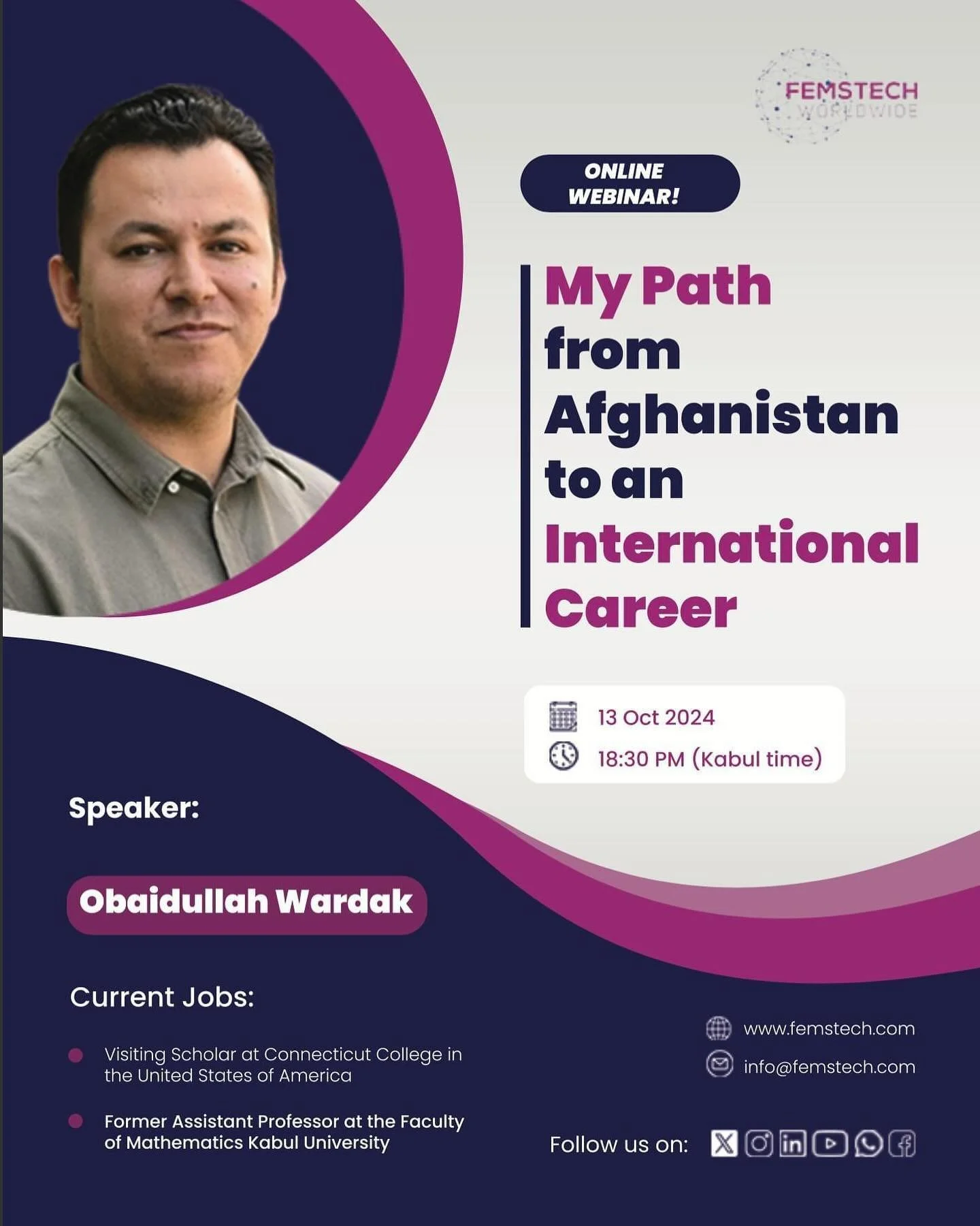 🌟 𝗝𝗼𝗶𝗻 𝗢𝘂𝗿 𝗘𝘅𝗰𝗹𝘂𝘀𝗶𝘃𝗲 𝗪𝗲𝗯𝗶𝗻𝗮𝗿: 𝗔 𝗝𝗼𝘂𝗿𝗻𝗲𝘆 𝗼𝗳 𝘁𝗿𝗶𝘂𝗺𝗽𝗵 - 𝗙𝗿𝗼𝗺 𝗔𝗳𝗴𝗵𝗮𝗻𝗶𝘀𝘁𝗮𝗻 𝘁𝗼 𝗚𝗹𝗼𝗯𝗮𝗹 𝗦𝘂𝗰𝗰𝗲𝘀𝘀! 🌍

FEMSTECH Worldwide e.V.  proudly presents a remarkable Success Story webinar, showcasi