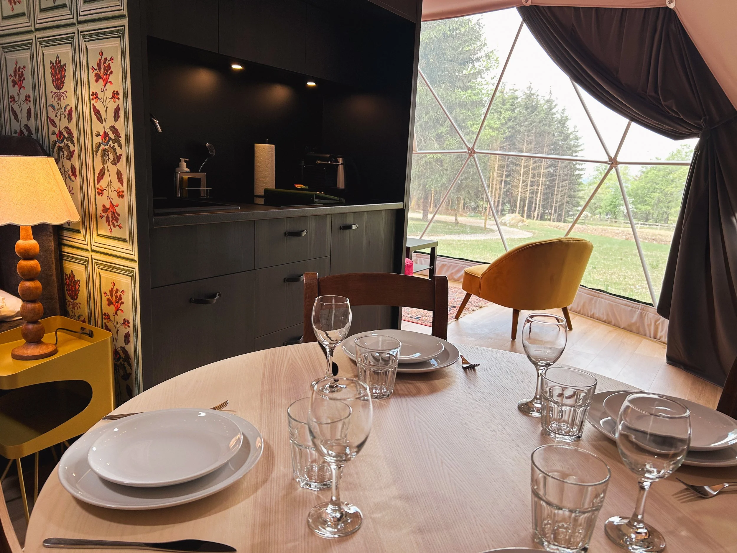 A nature glamping escape with all modern comforts but in the wild