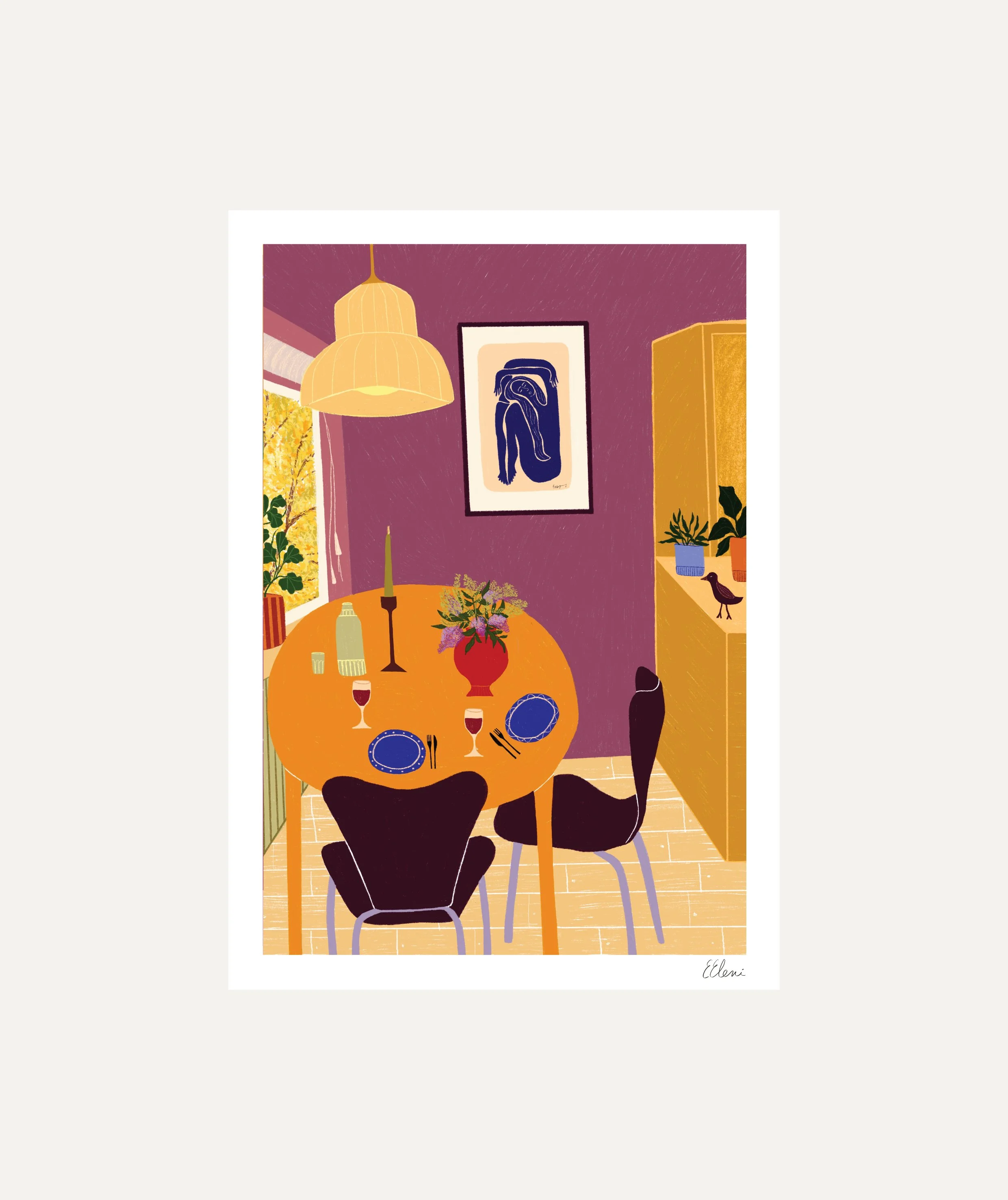 Mauve Dining Room Art Print