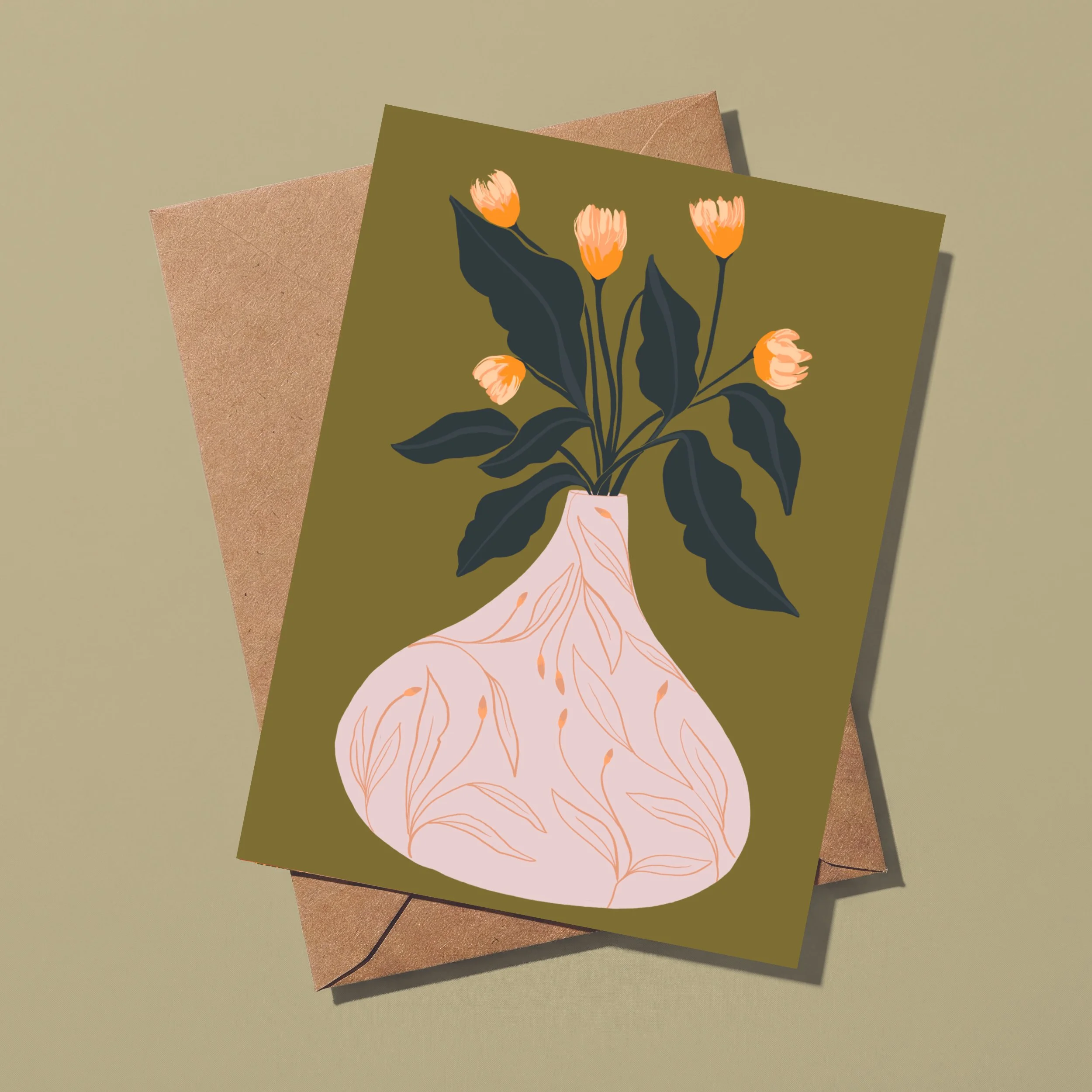 Floral Bouquet Card ~ Green