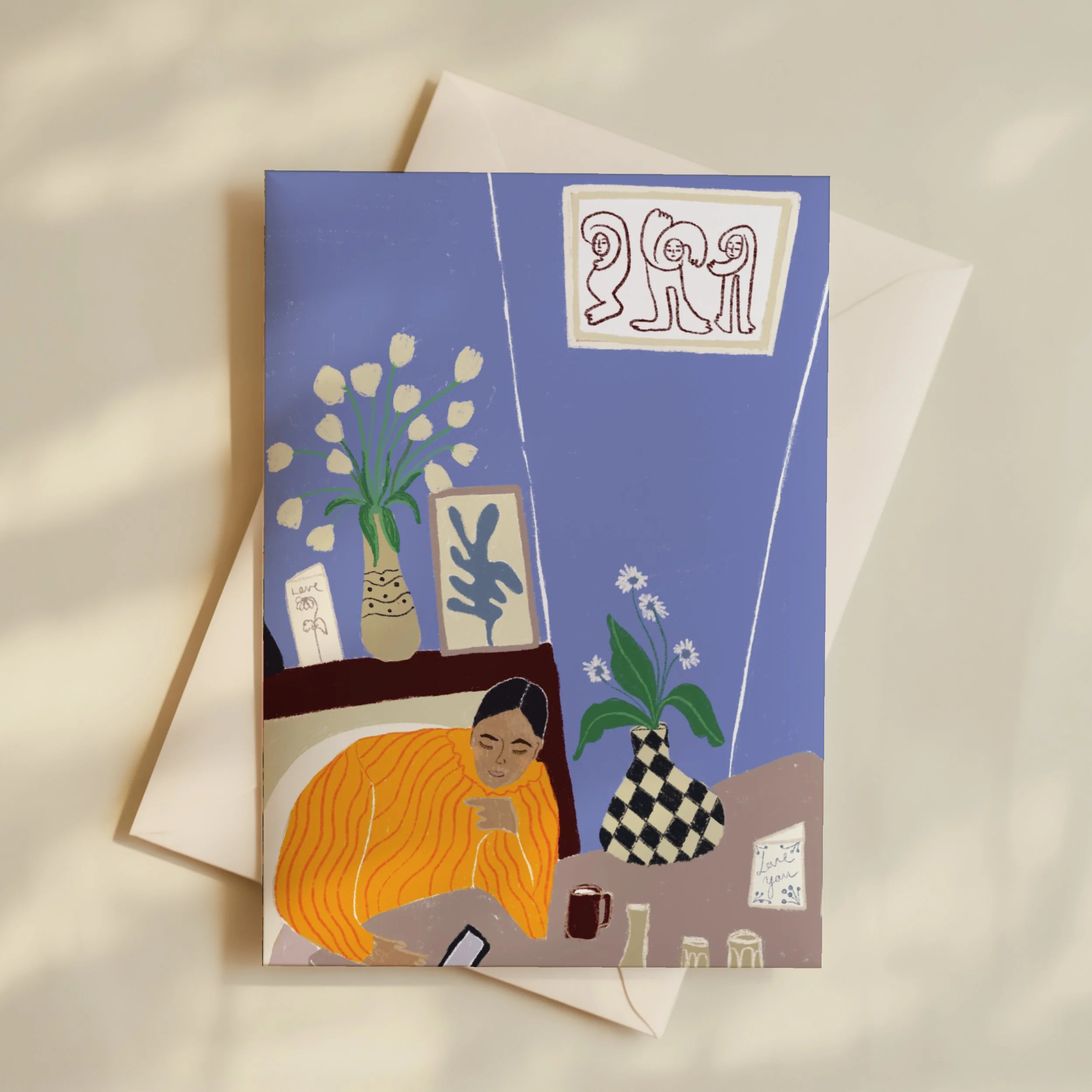 Checked Vase Card