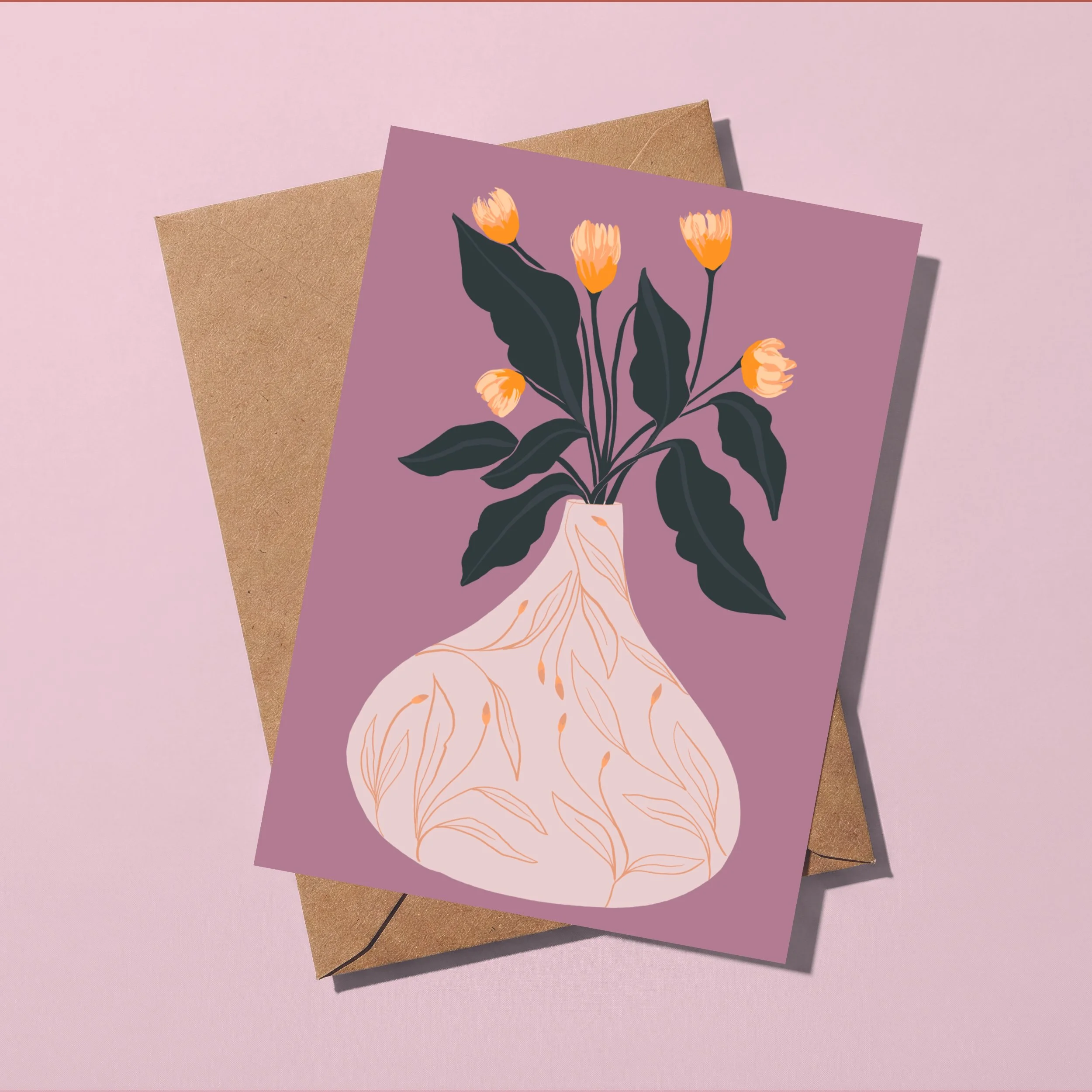 Floral Bouquet Card ~ Purple