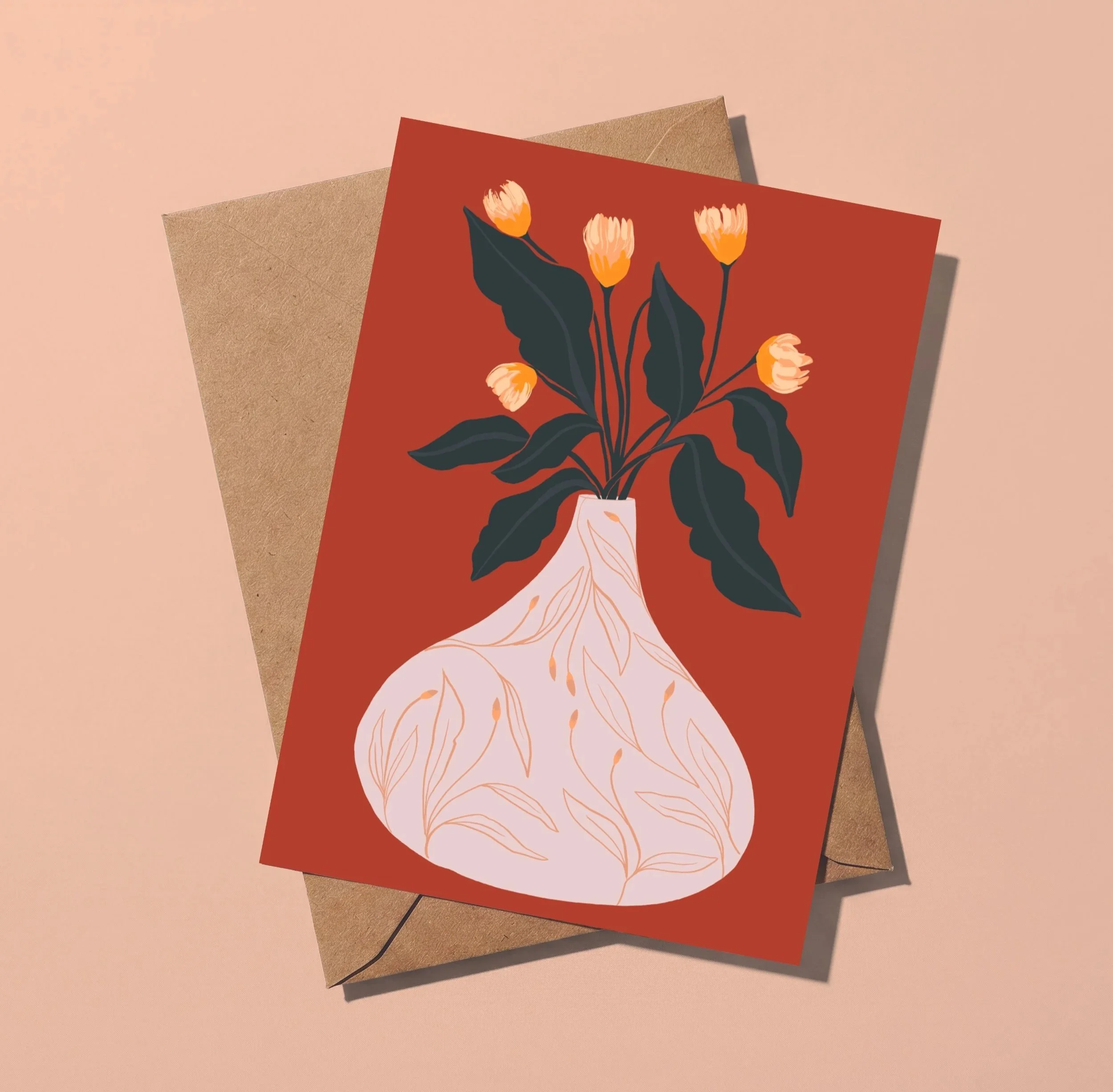 Floral Bouquet Card ~ Orange