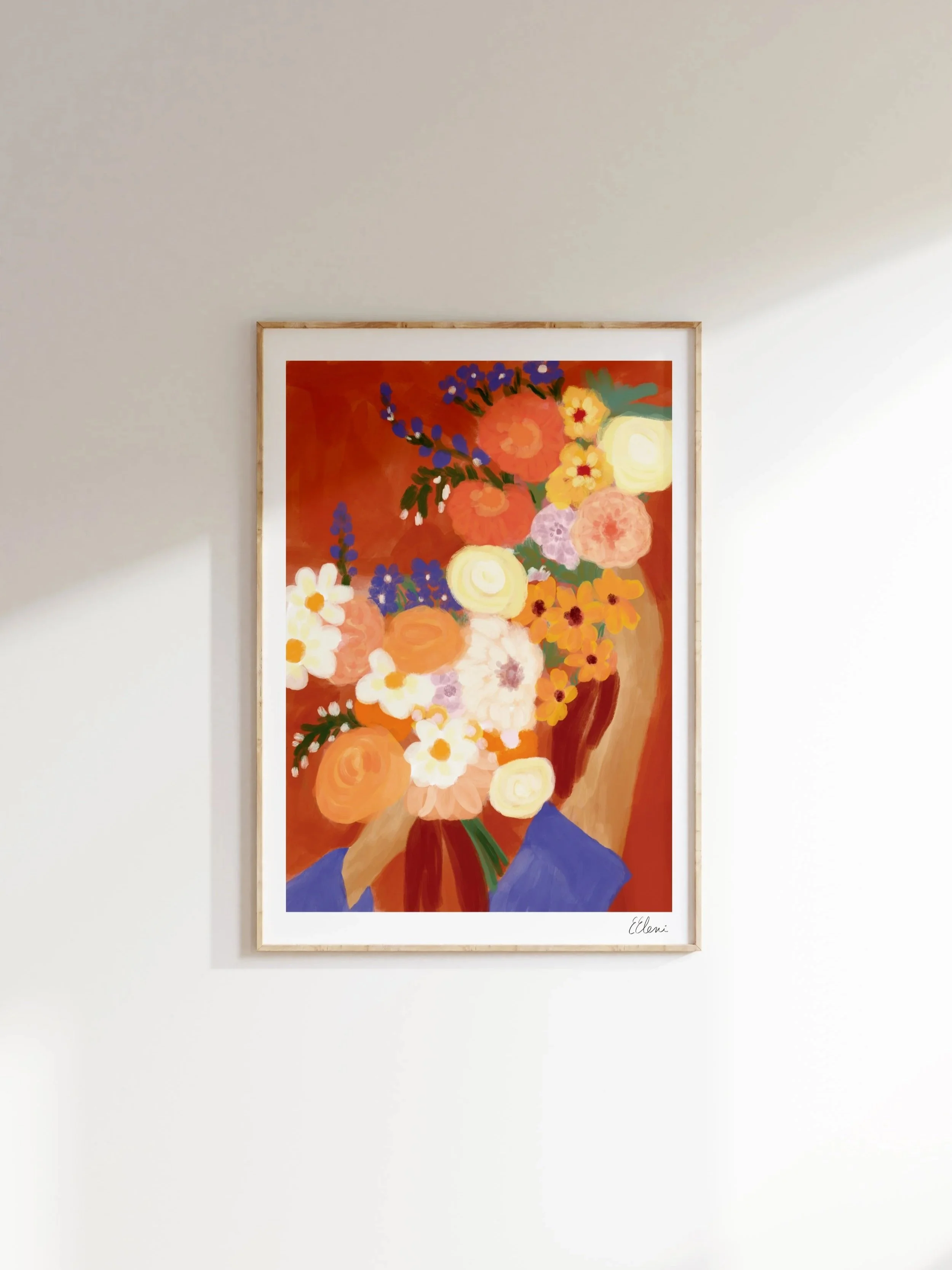 Peachy Florals Art Print