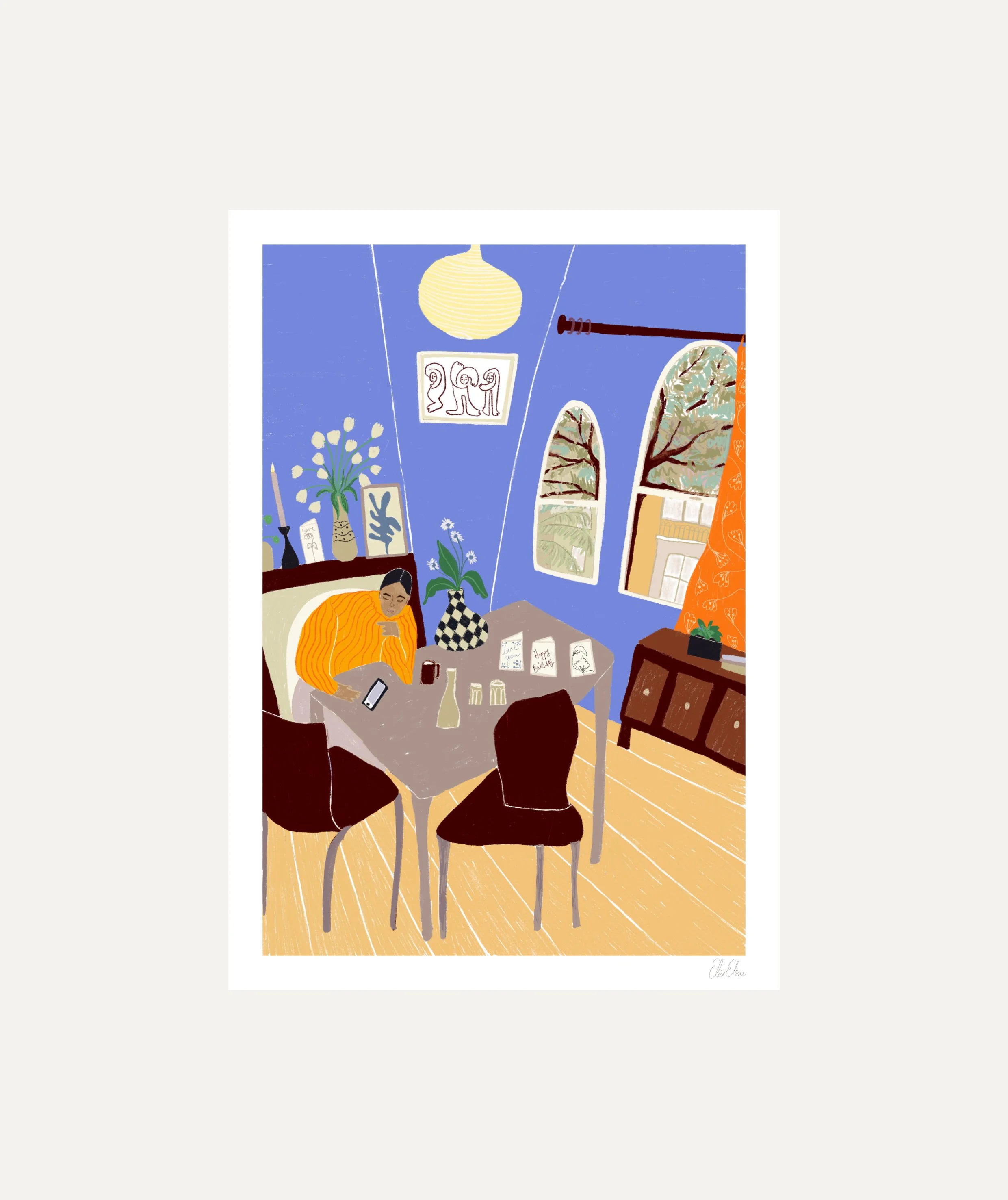 Blue Living Room Art Print