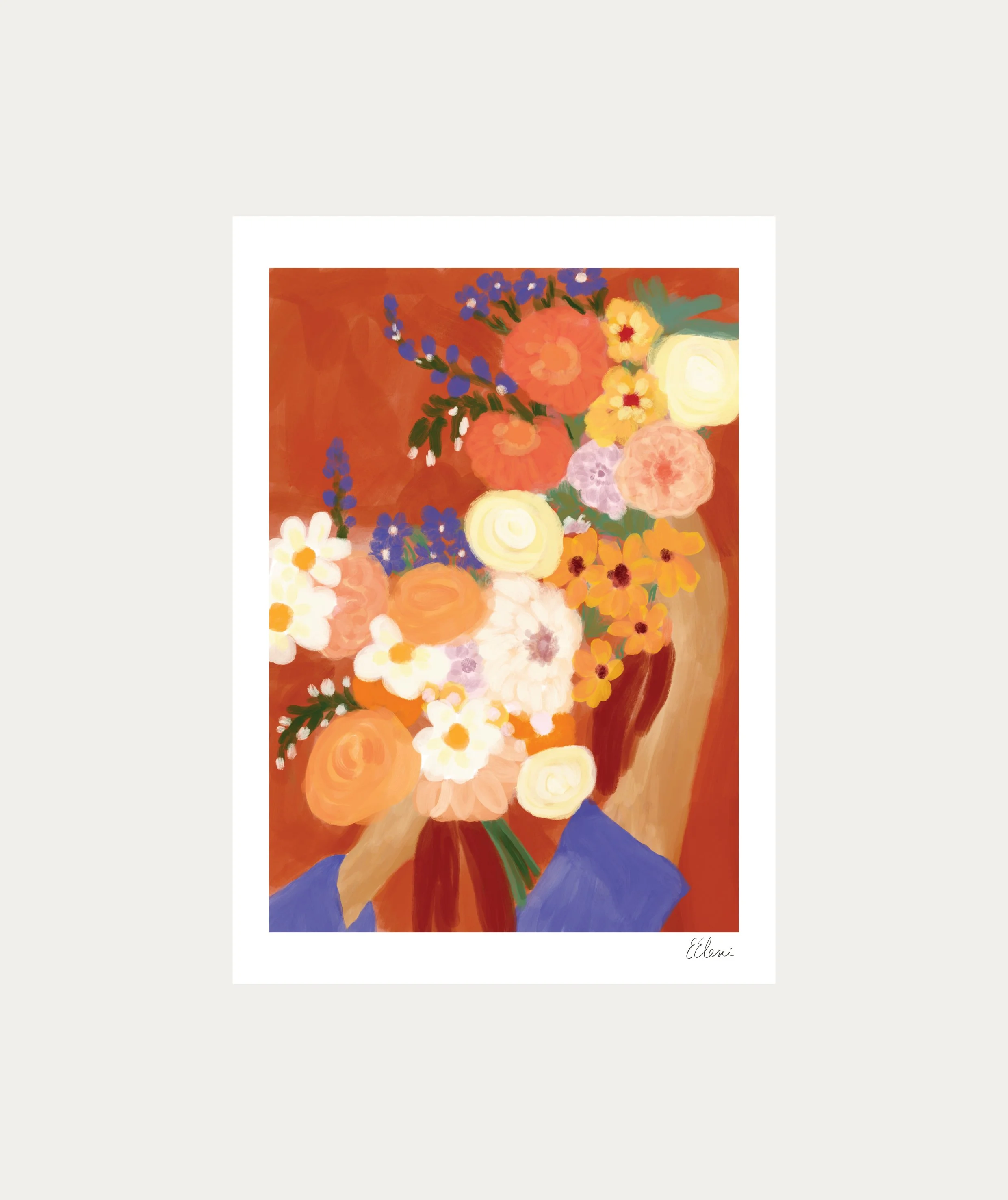 Peachy Florals Art Print