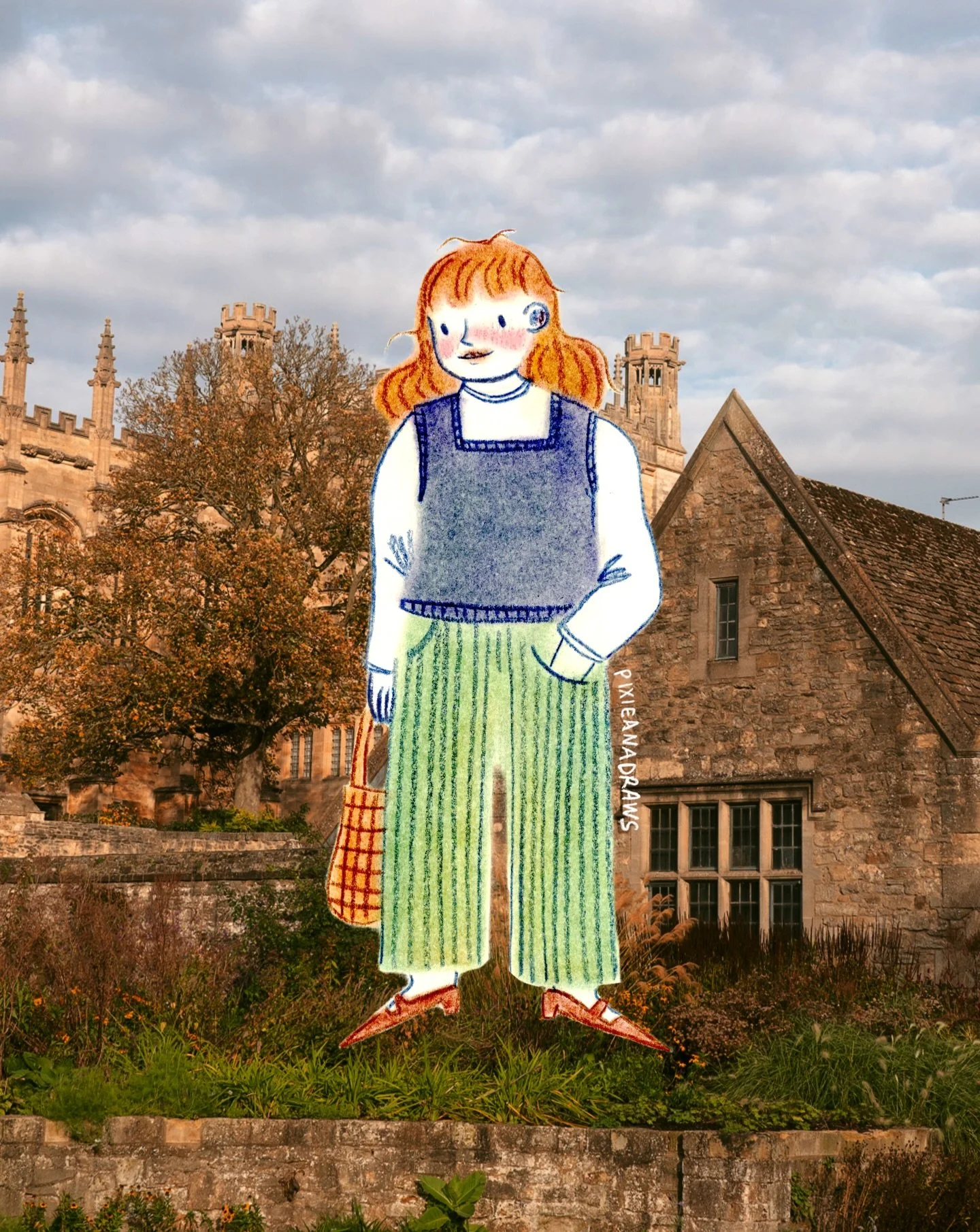 My first experiment with handmade pan pastels ✨

It&rsquo;s very messy but I quite like it! 

Based off the stylish people I see walking past my window 🪟

#kidlitillustration #whimsicalillustration #panpastels #artjournal #sketchwithme