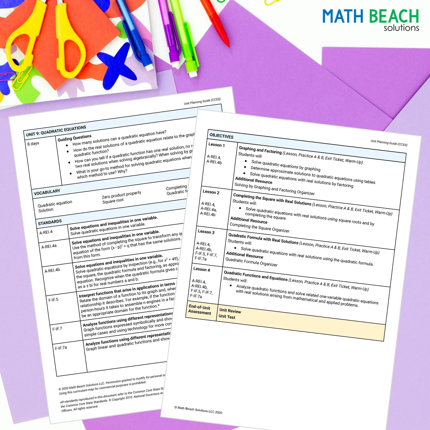 Algebra 1 Curriculum — Math Beach Solutions