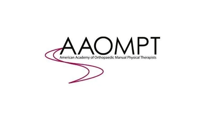 Logo of the American Academy of Orthopaedic Manual Physical Therapists (AAOMPT) with stylized purple lines.