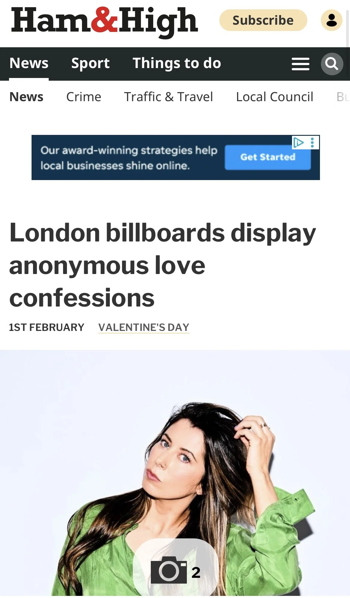 Ham & High, Interview with Bridget Galton 1.2.26