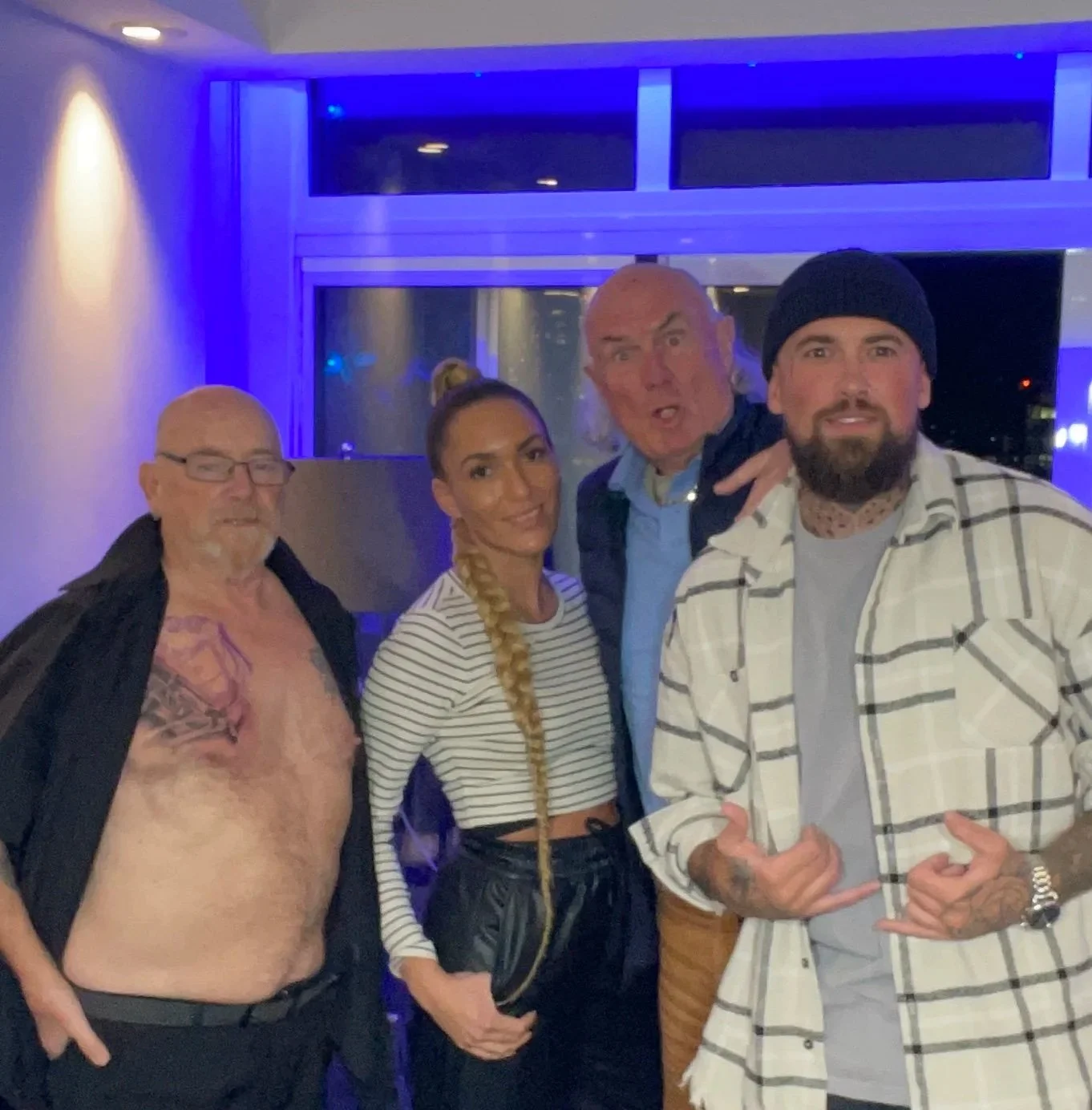 Tattoo artist Patrick Fumfar (PATS.INK) alongside the RAP Duo and Influencer Pete and Bas from UK during a personal meeting before the Tattoo Session.