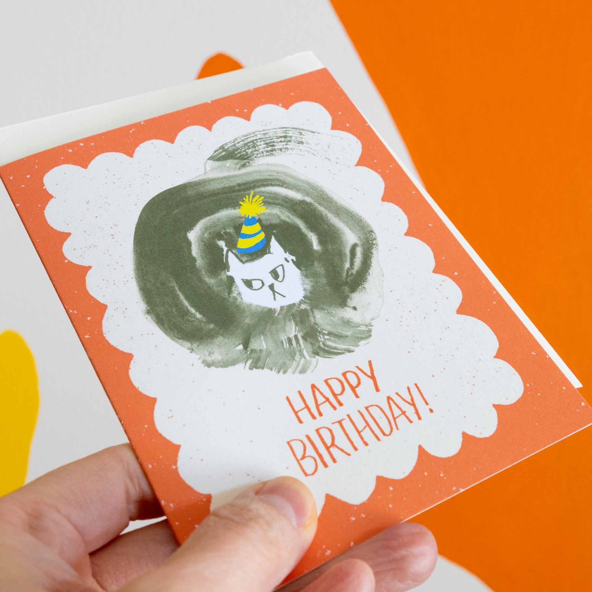 Funny Grumpy Cat Birthday Greeting Card, A2, Blank Inside