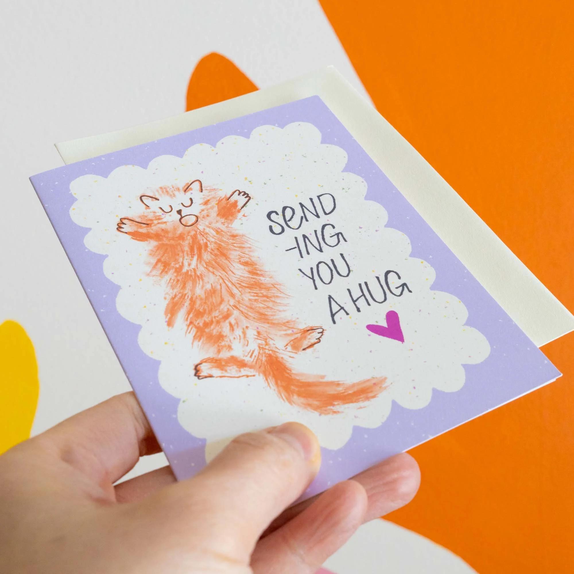 Sending You a Hug Cat Encouragement Card, A2, Blank Inside