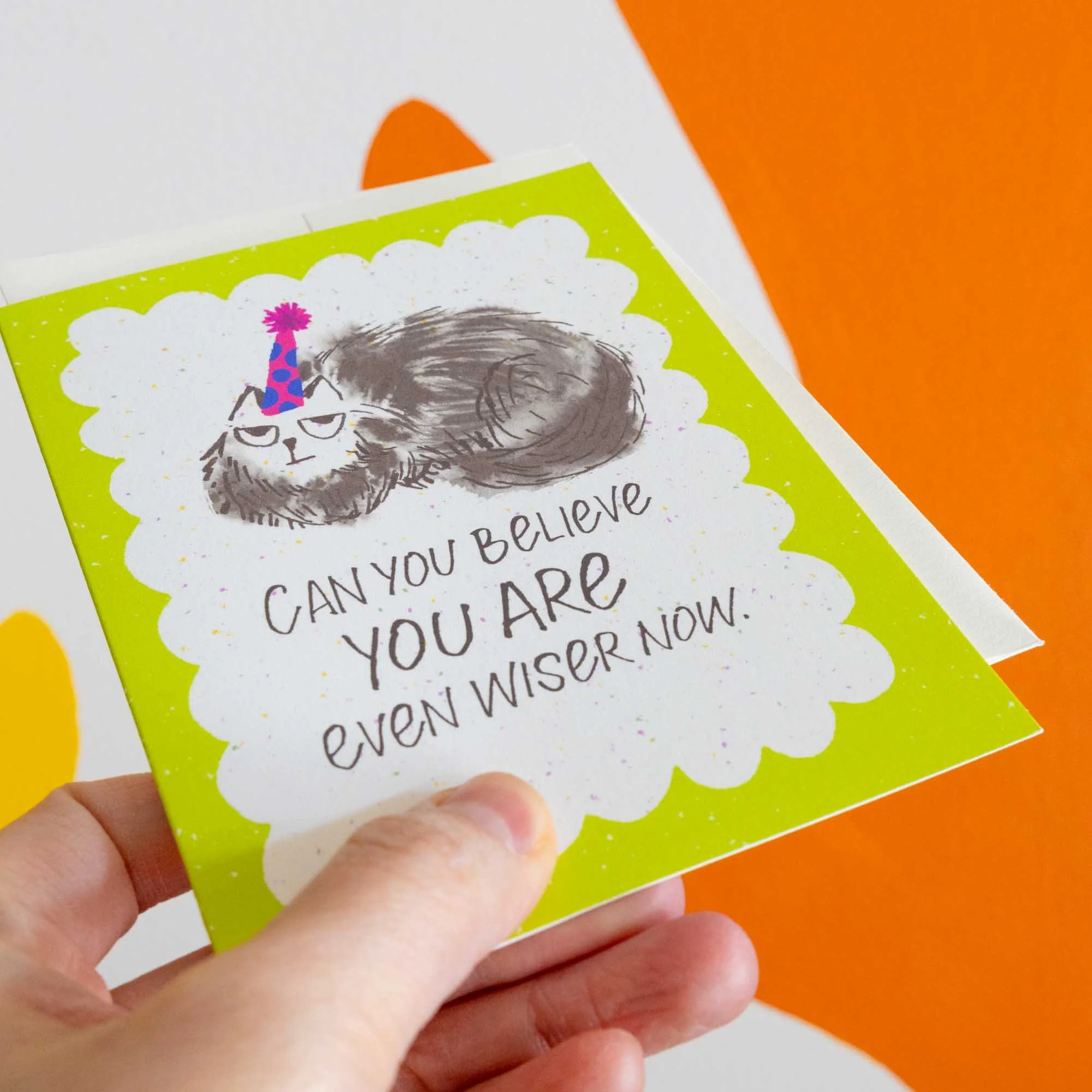 Funny Grumpy Cat Birthday Card “Even Wiser Now”, A