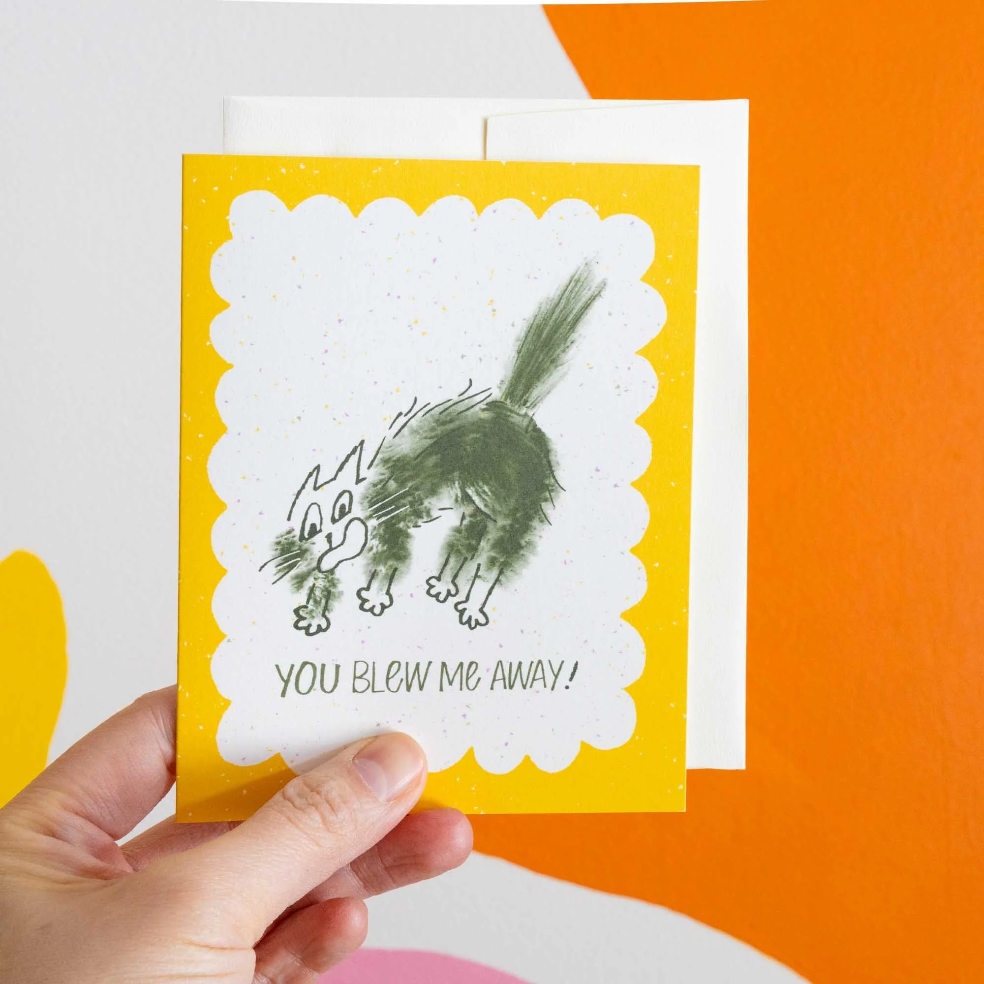 You Blew Me Away Windy Cat Funny Thank You Card, A2